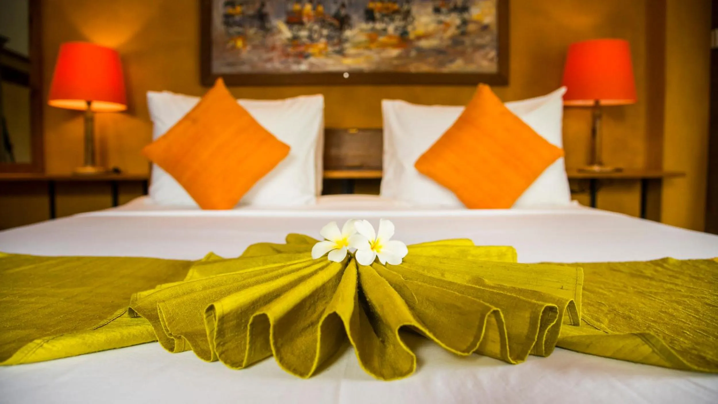 Decorative detail, Bed in Maisons Wat Kor