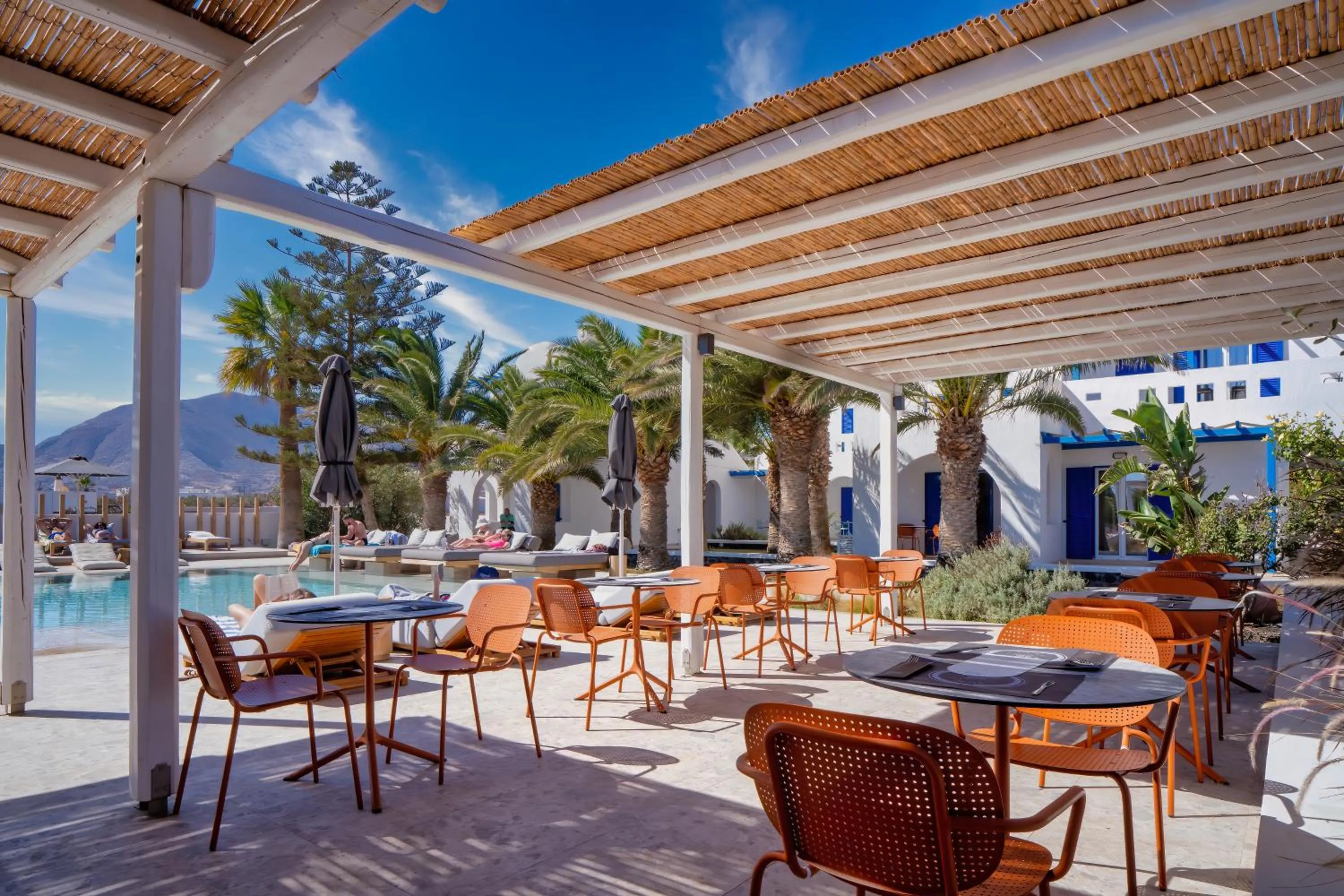 Dining area in Louis Studios Santorini