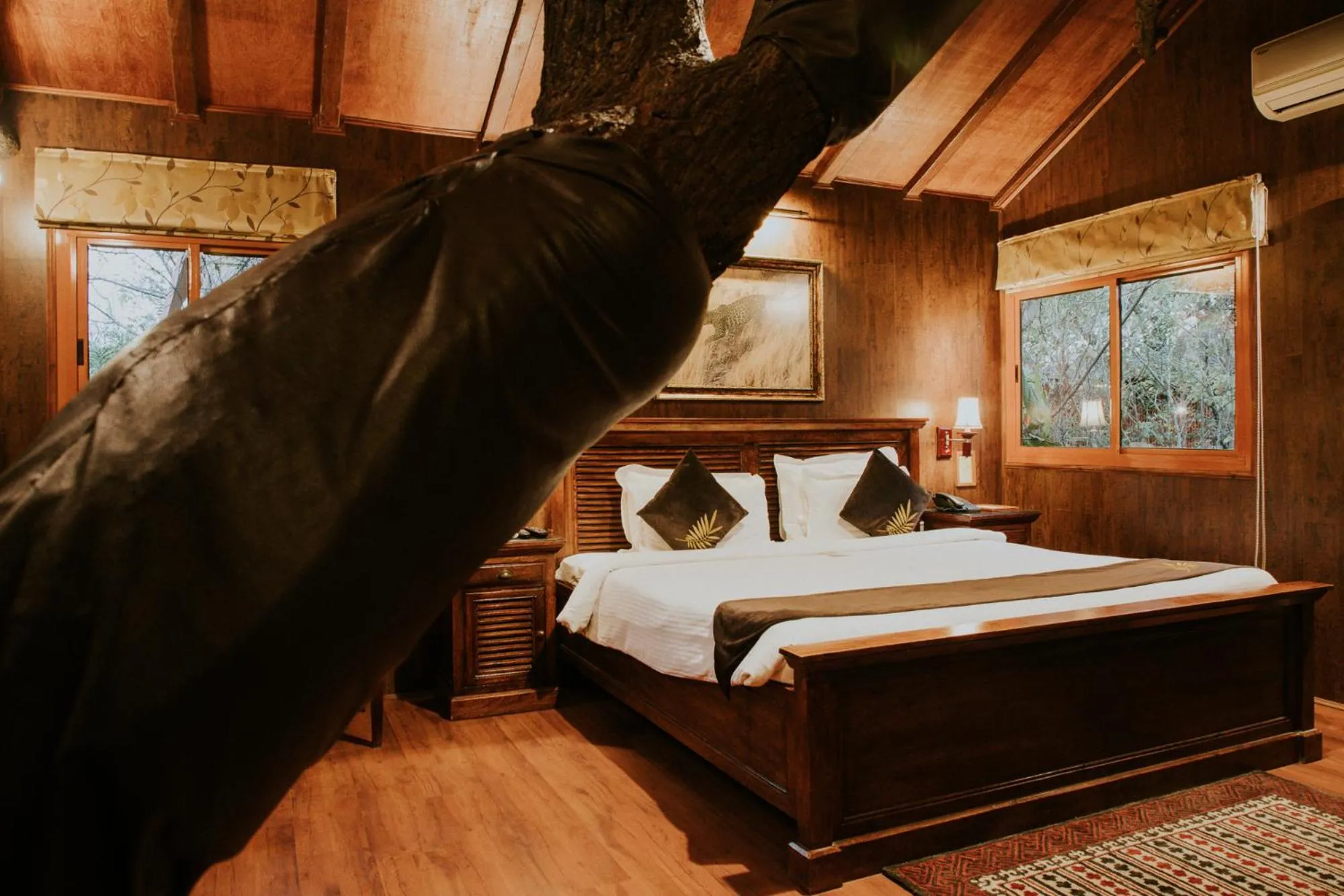 Bed in The Tree House Resort, A Club Mahindra Associate