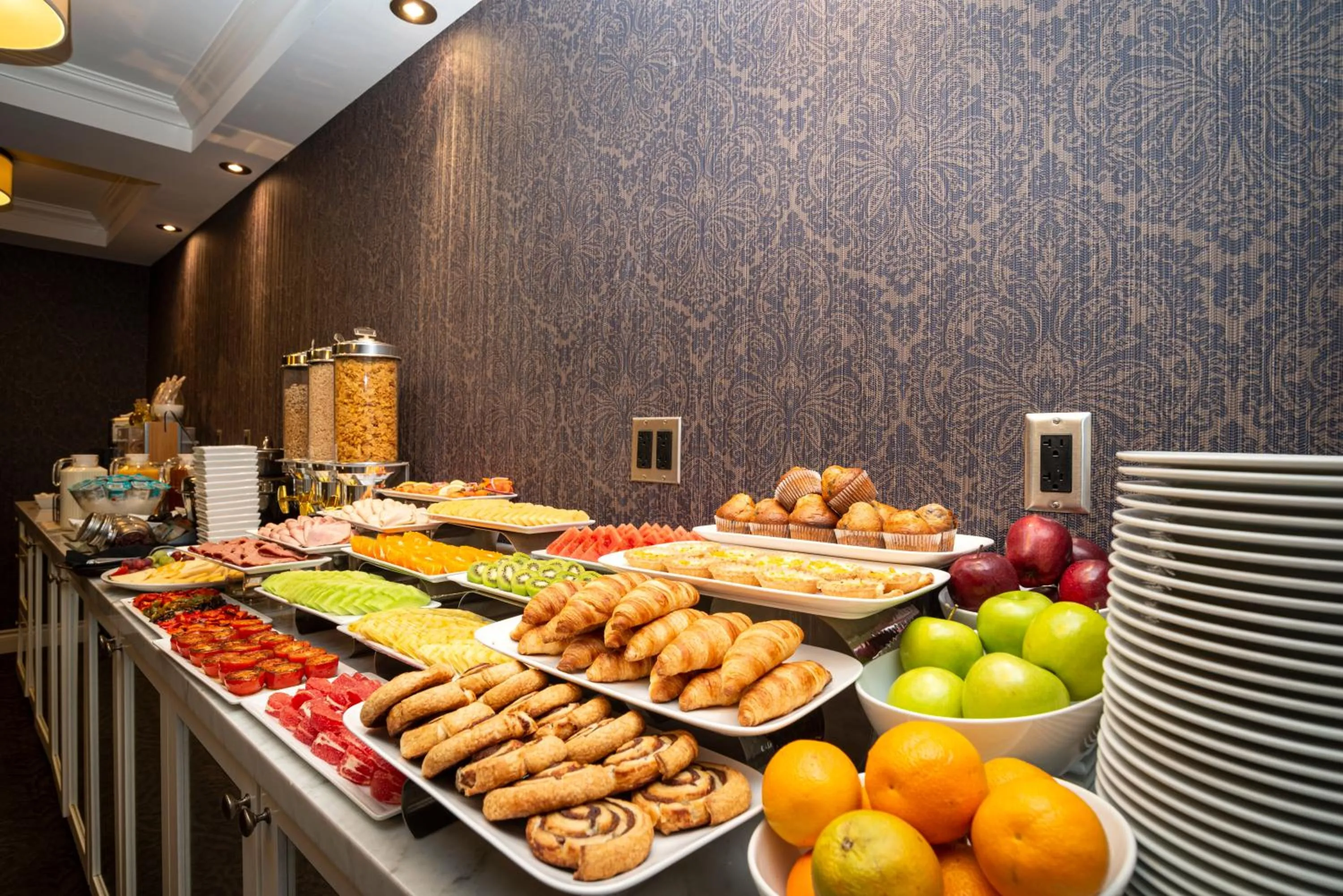 Buffet breakfast in Sandman Signature Edmonton Downtown Hotel