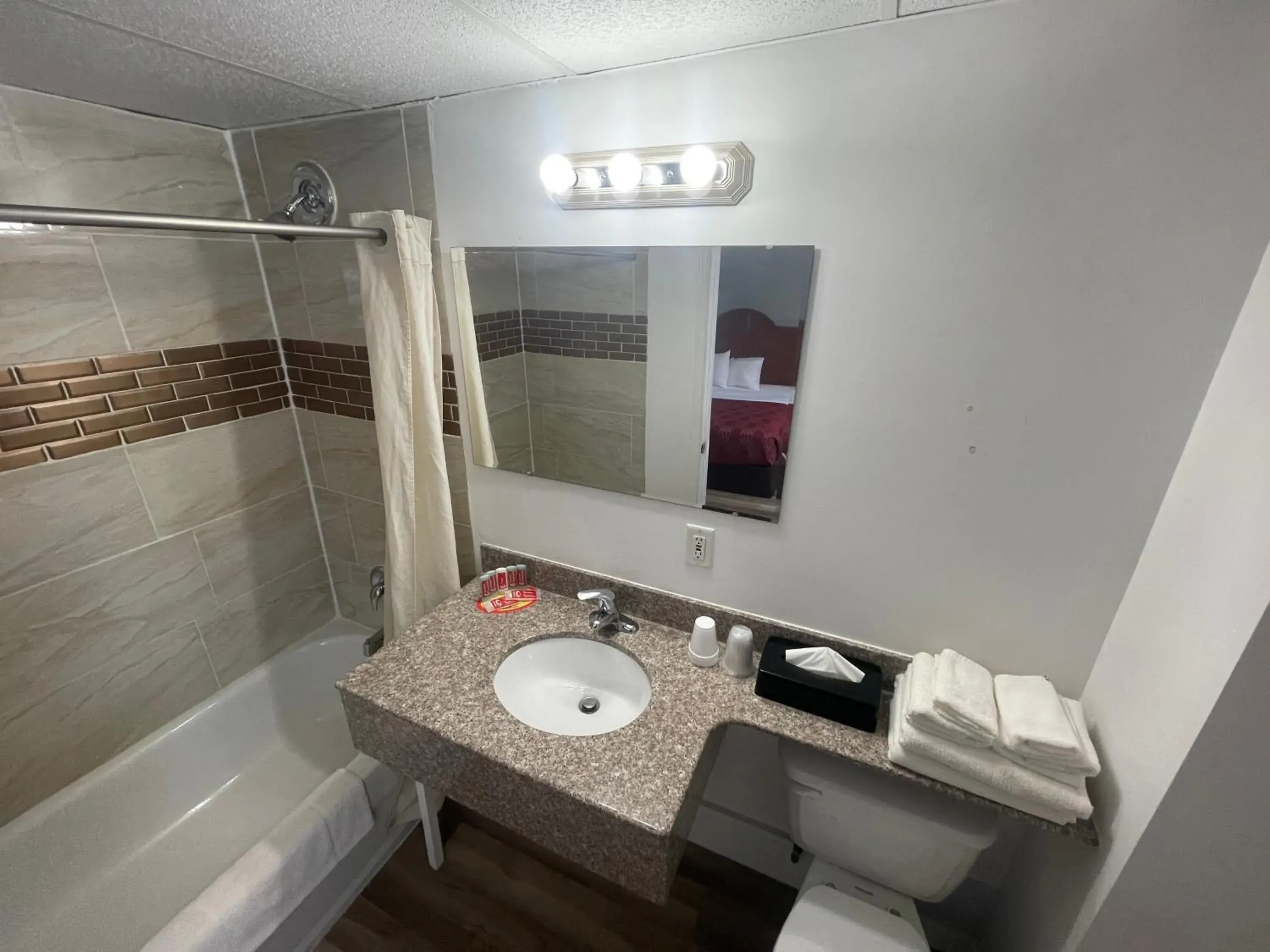 Bathroom in Super 8 by Wyndham Pembroke Bathroom in Super 8 by Wyndham Pembroke