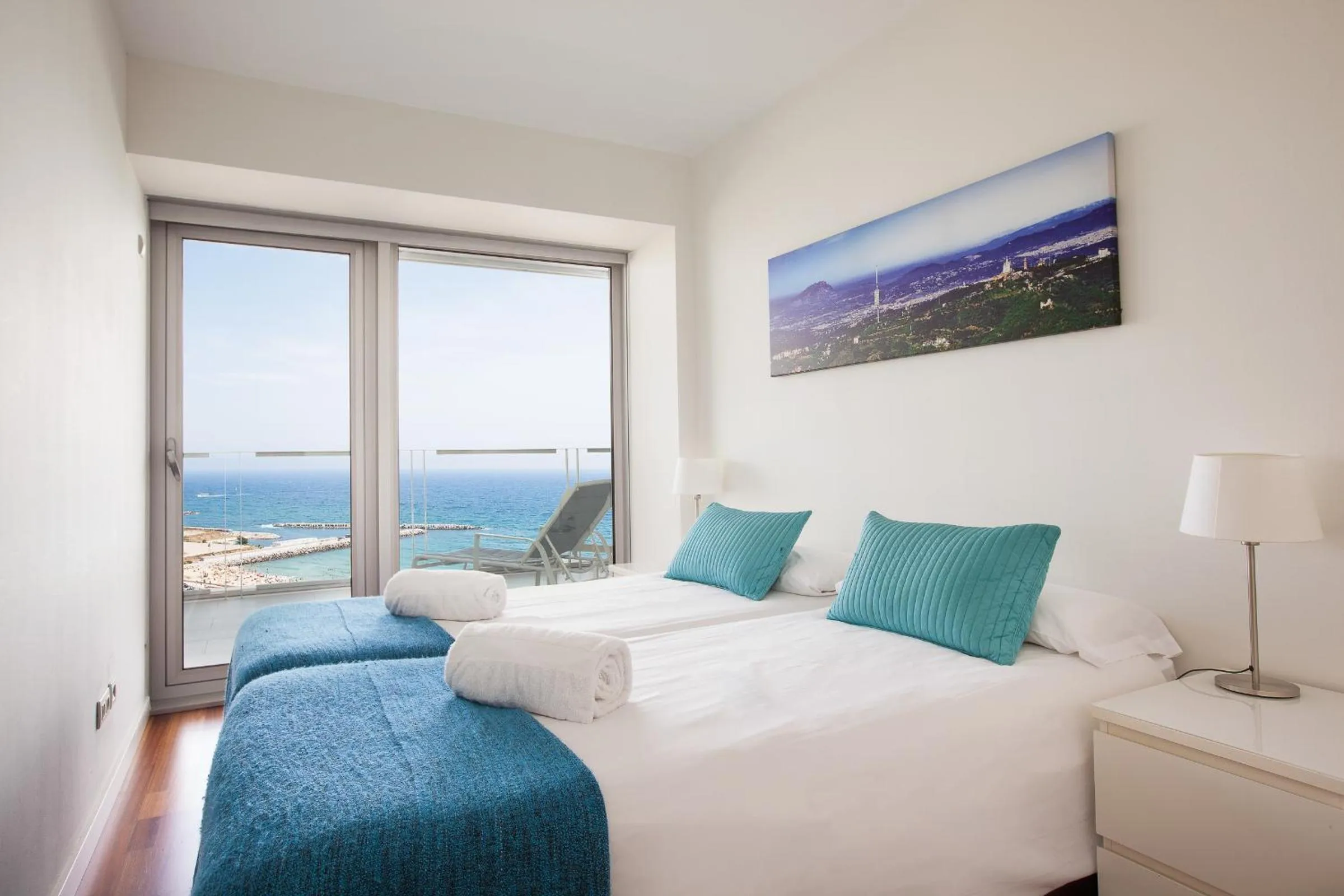 Balcony/Terrace, Bed in Rent Top Apartments Beach-Diagonal Mar