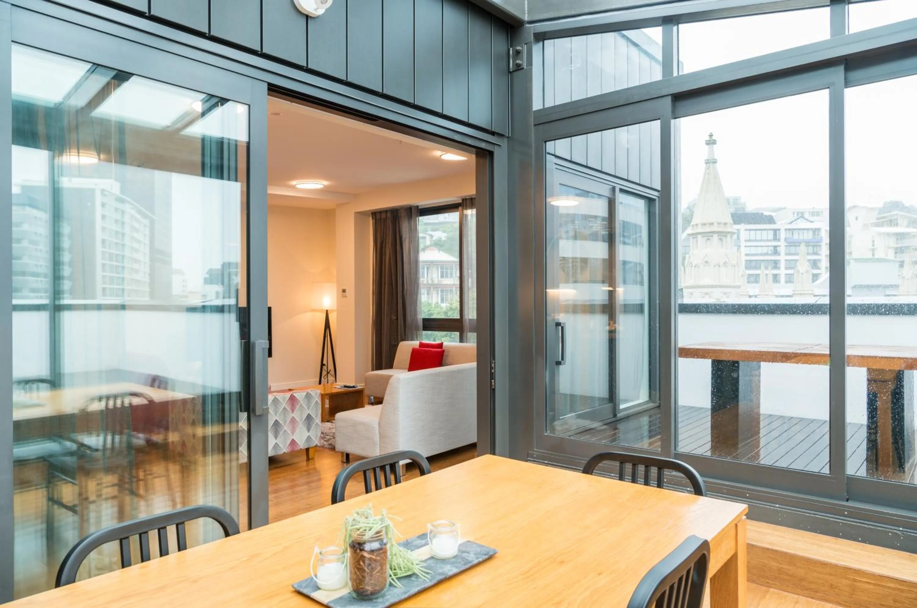 Seating area in Boulcott Suites
