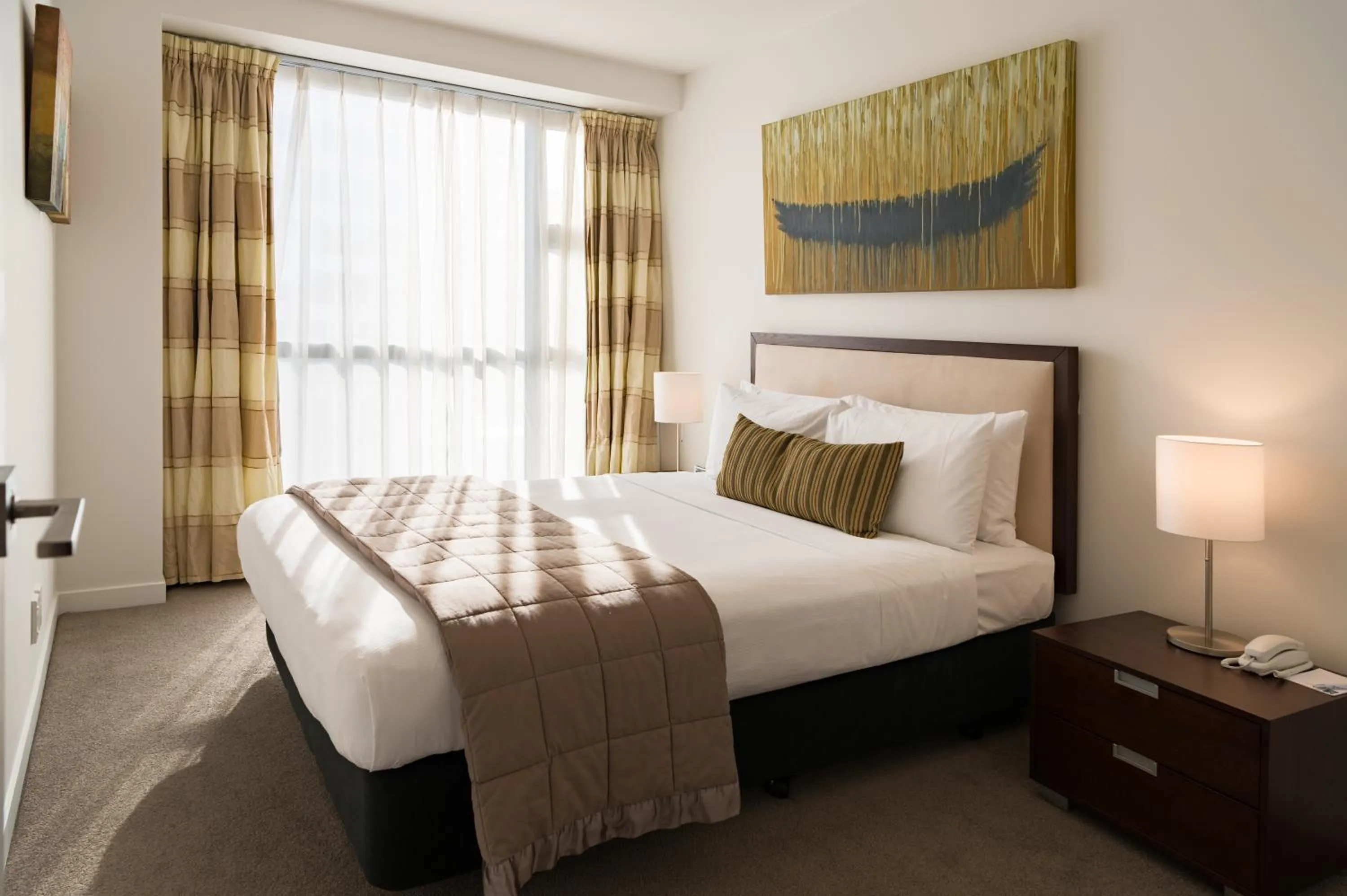 Bed in Boulcott Suites