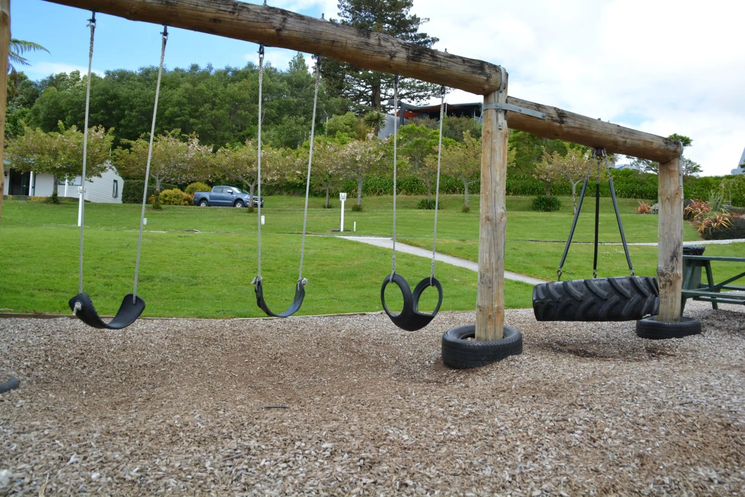Children play ground in Waitomo TOP 10 Holiday Park