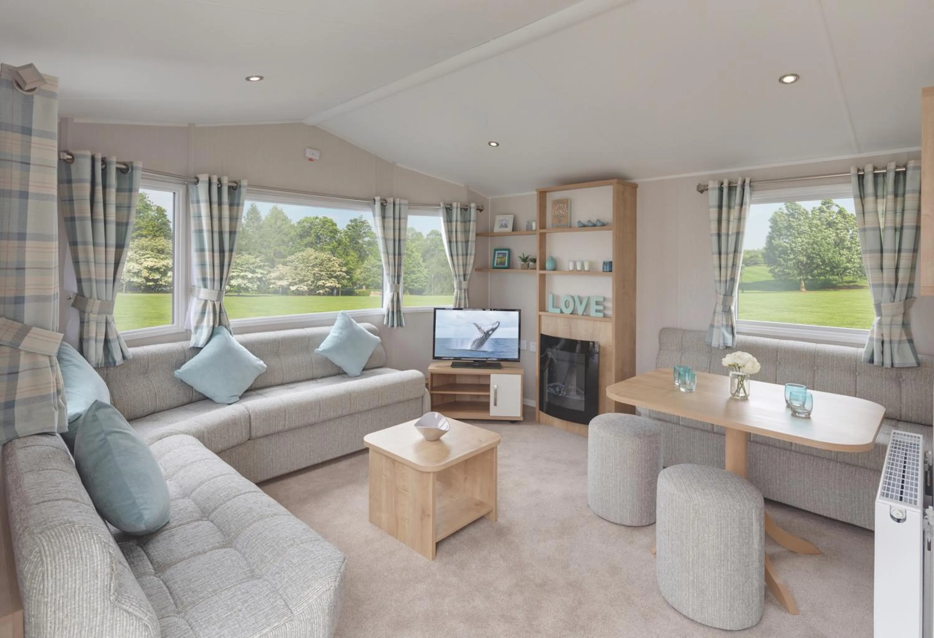 Living room in Par Sands Coastal Holiday park