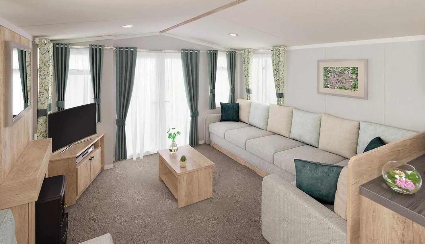 Living room in Par Sands Coastal Holiday park