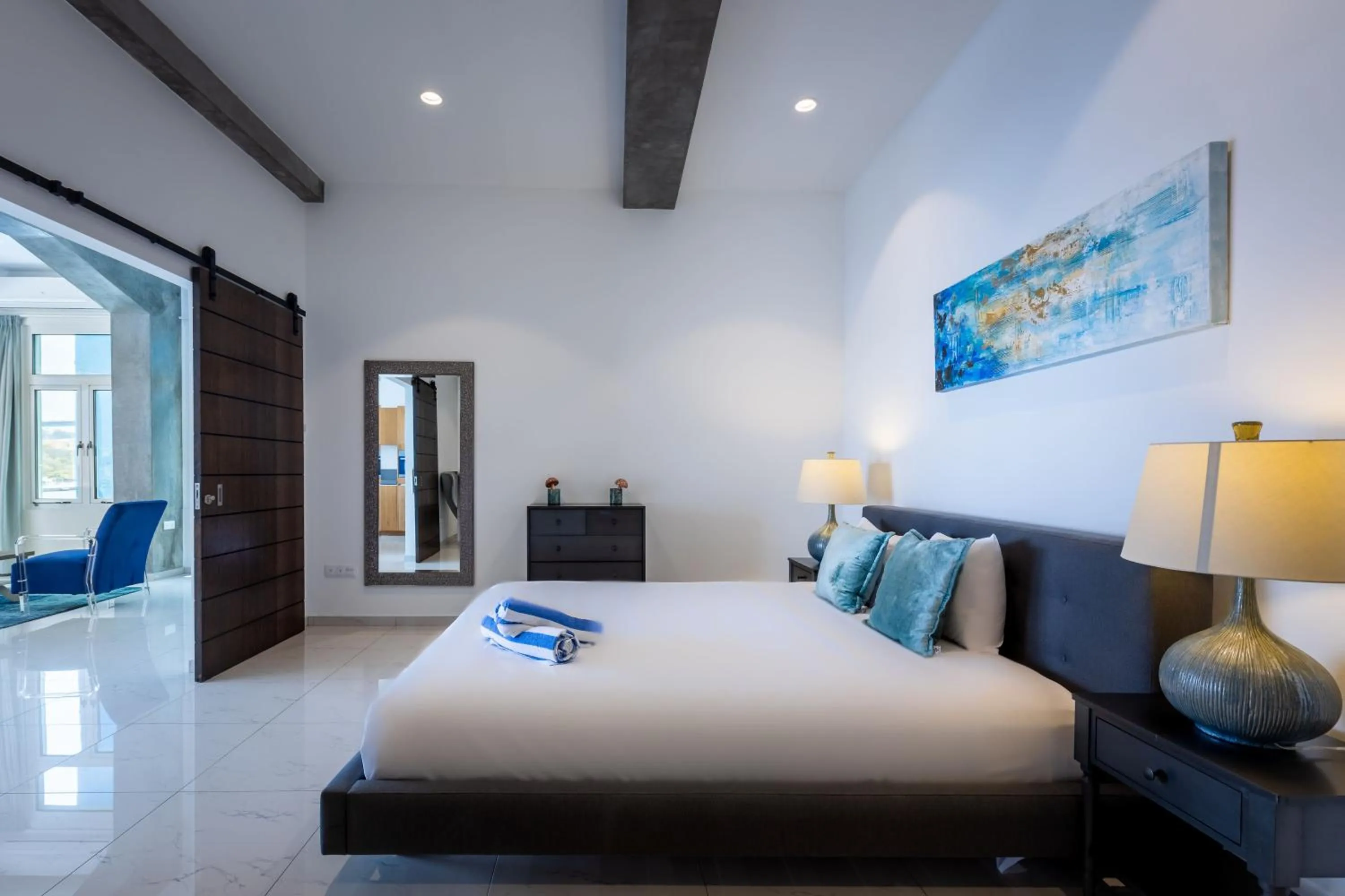 Bedroom, Bed in Blue Marlin Handelskade Apartments