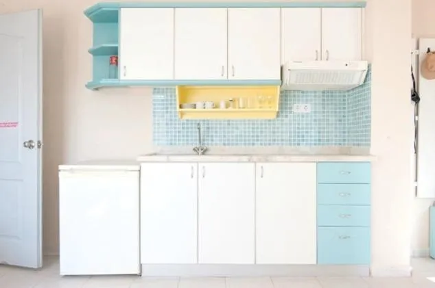 Kitchen or kitchenette in Belle Ocean Apart Otel