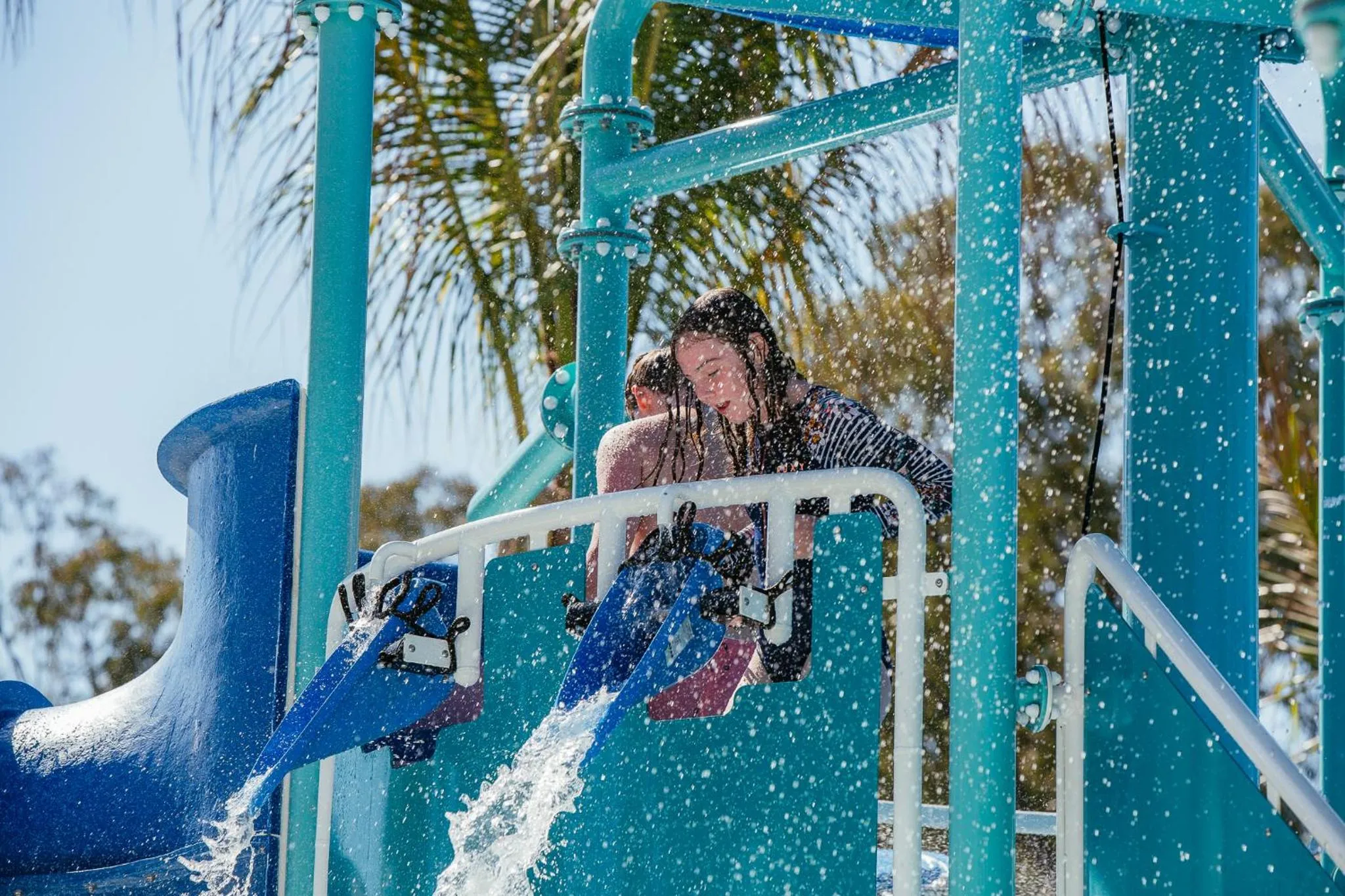 Aqua park in BIG4 Sandstone Point Holiday Resort Bribie Island