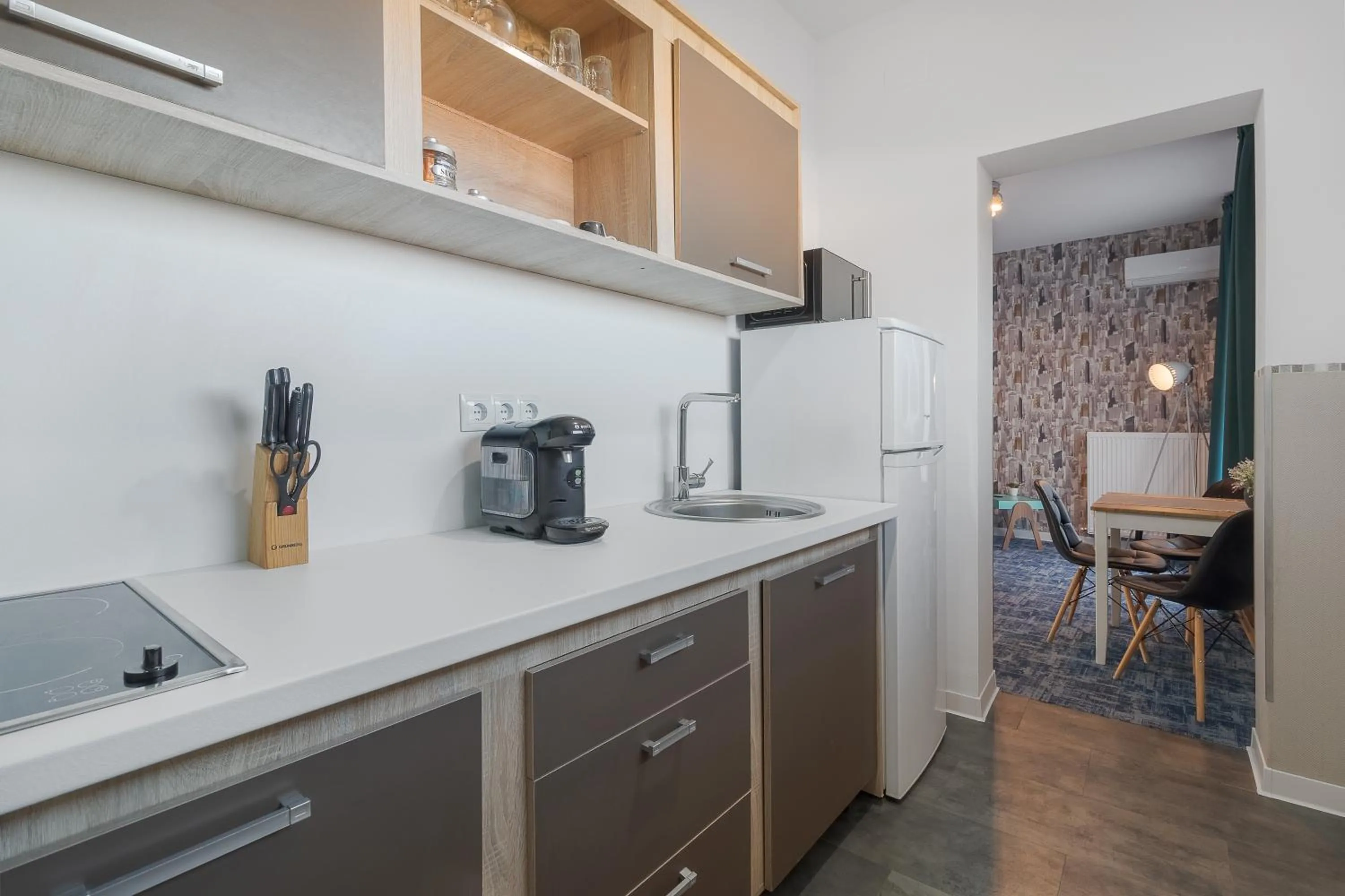 Kitchen or kitchenette in Aparthotel Aria Boutique