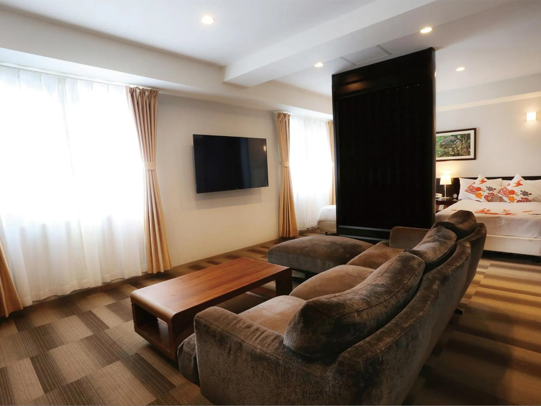 Living room, Bed in Hotel Naha City -Kokusai Street-