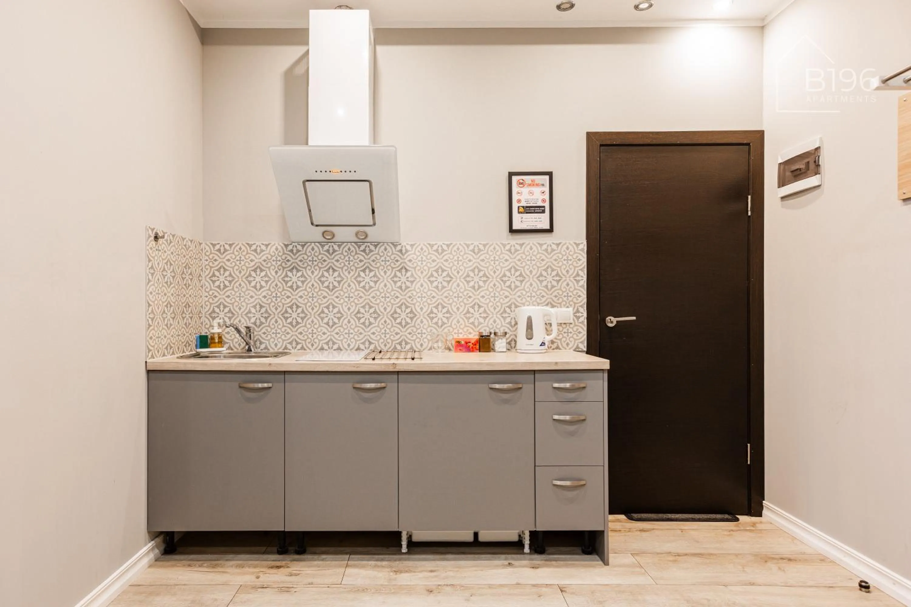 Kitchen or kitchenette in ApartHotel Riga