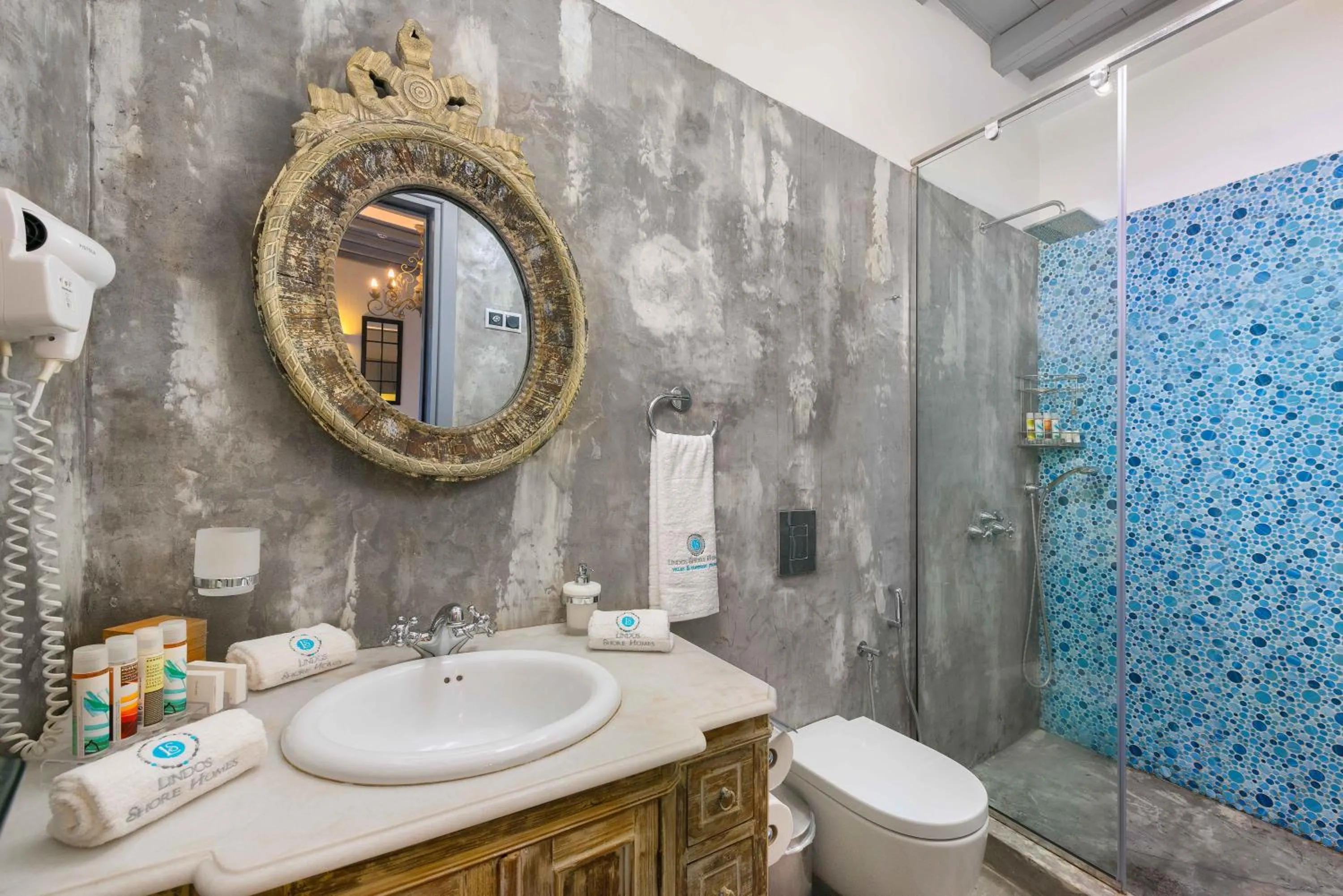 Bathroom in Lindos Shore Boutique Villa with sea view