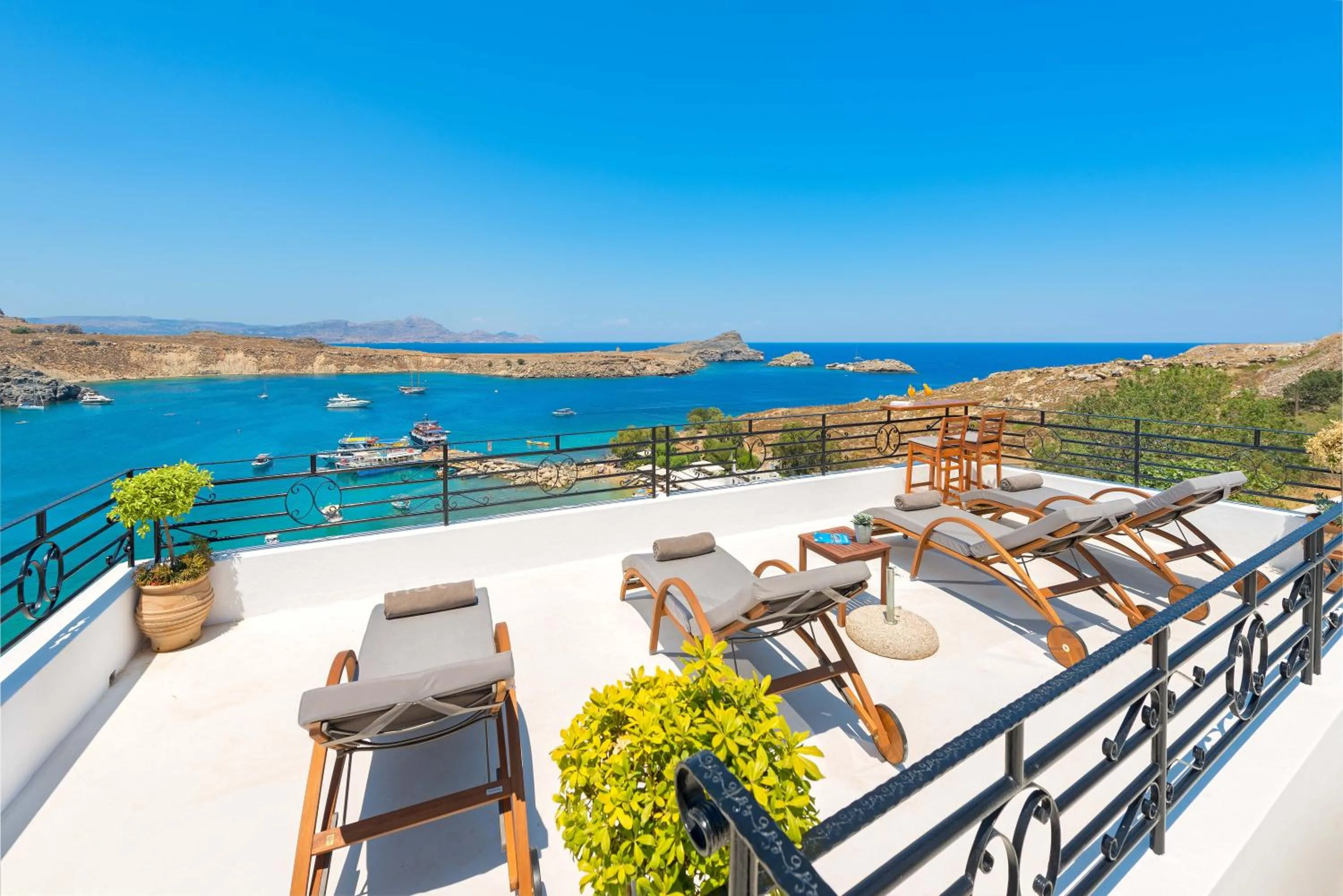 Balcony/Terrace in Lindos Shore Boutique Villa with sea view