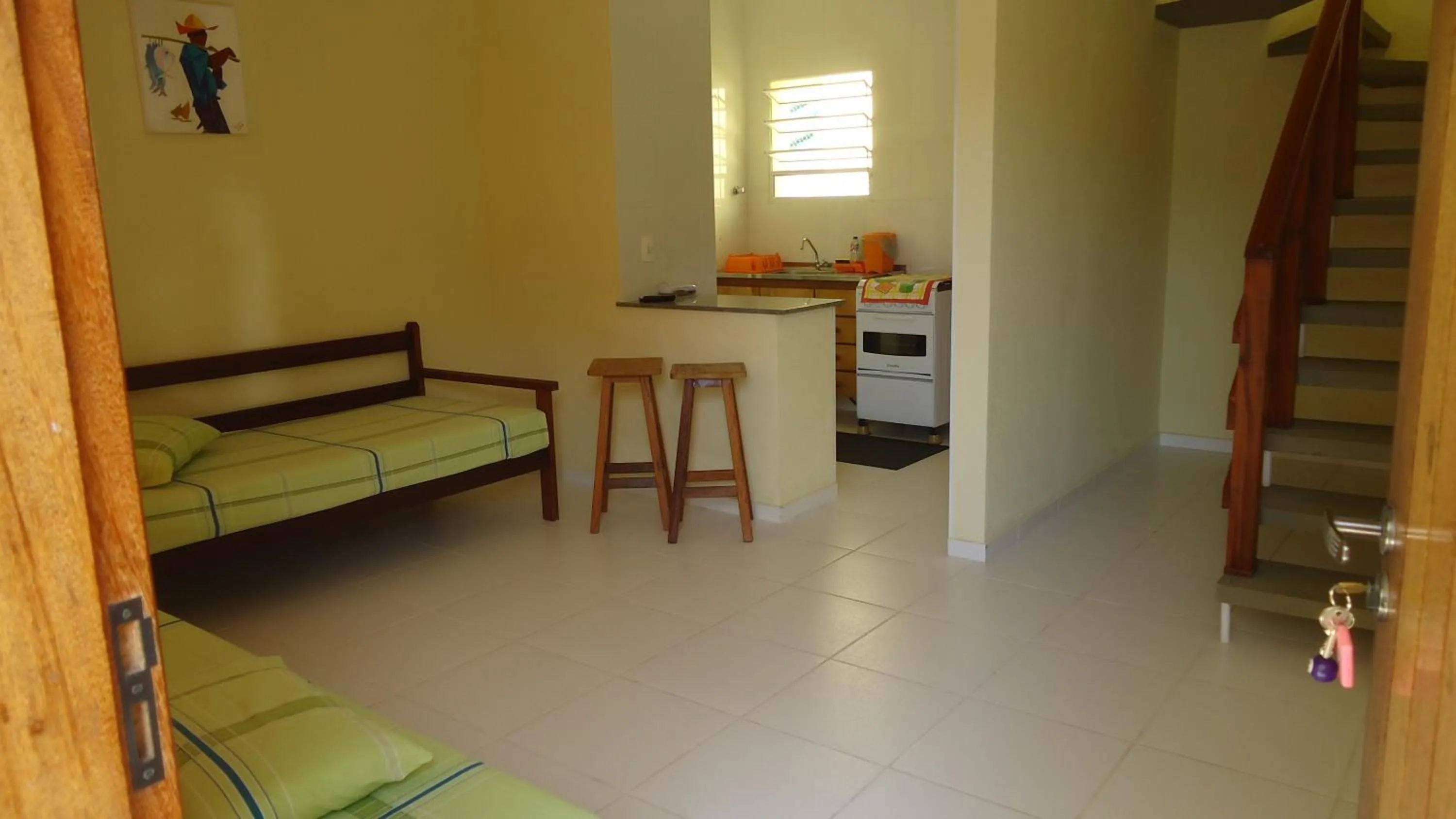 Living room, Bed in Mar e Lua Flats - Maresias