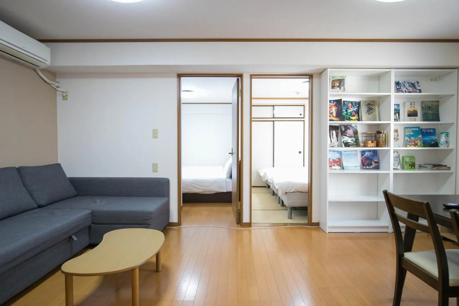 Living room, Bed in Hakata apartment