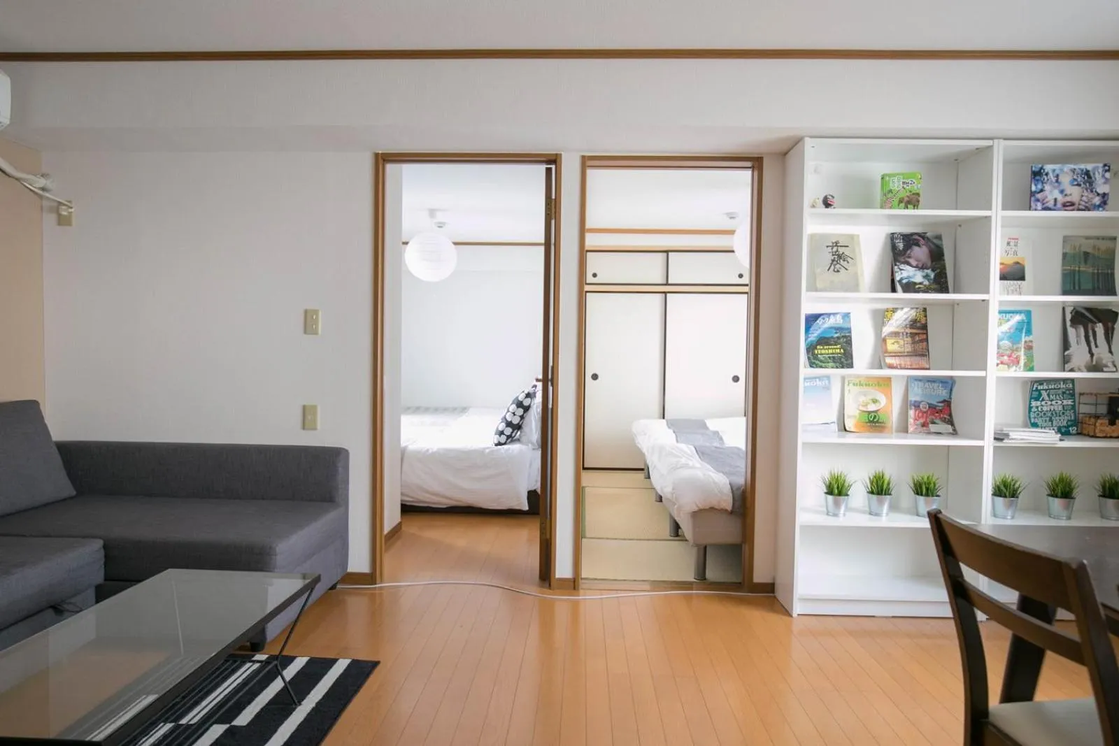 Living room, Bed in Hakata apartment