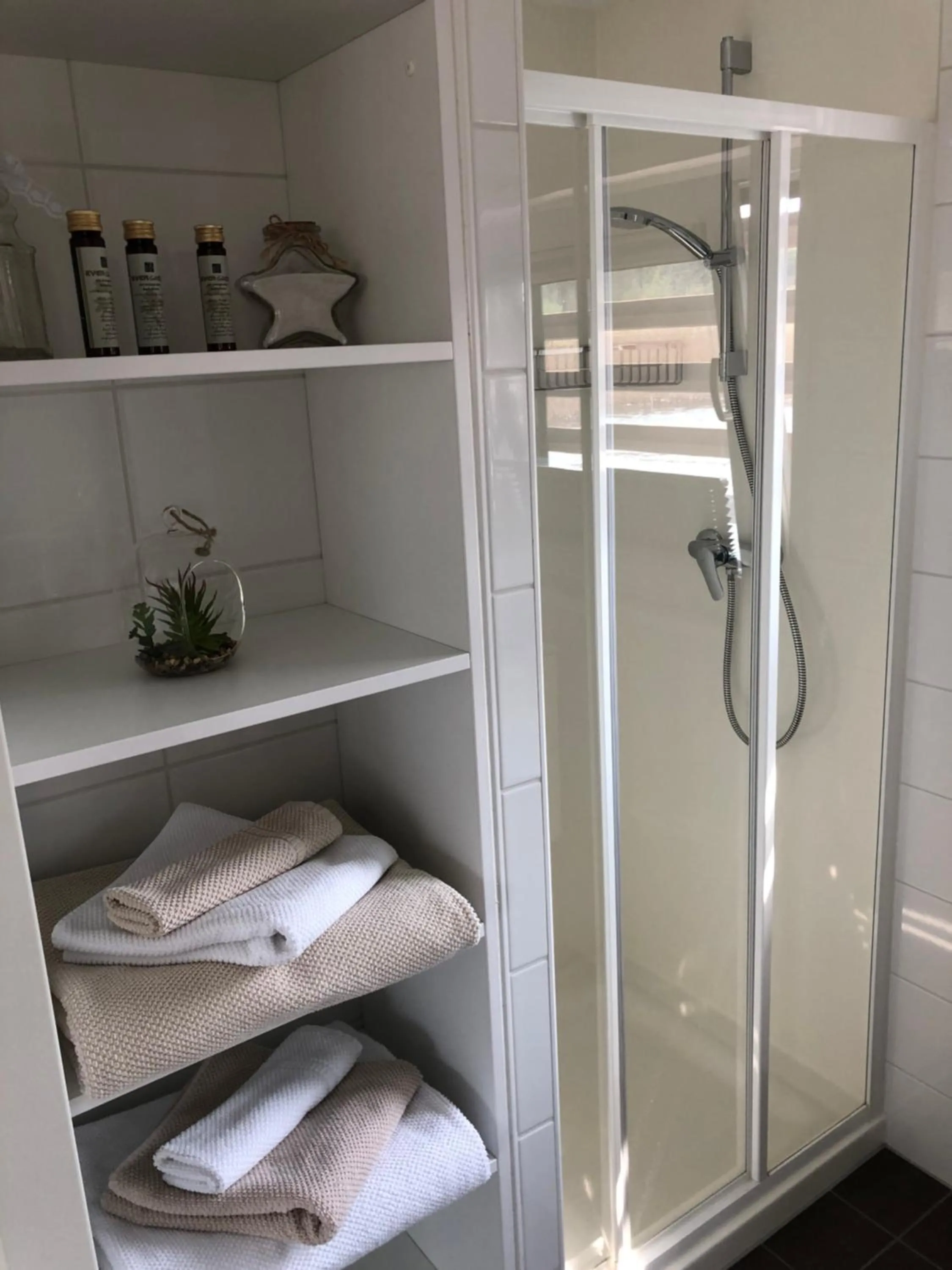Shower, Bed in Hausboot Harmonie