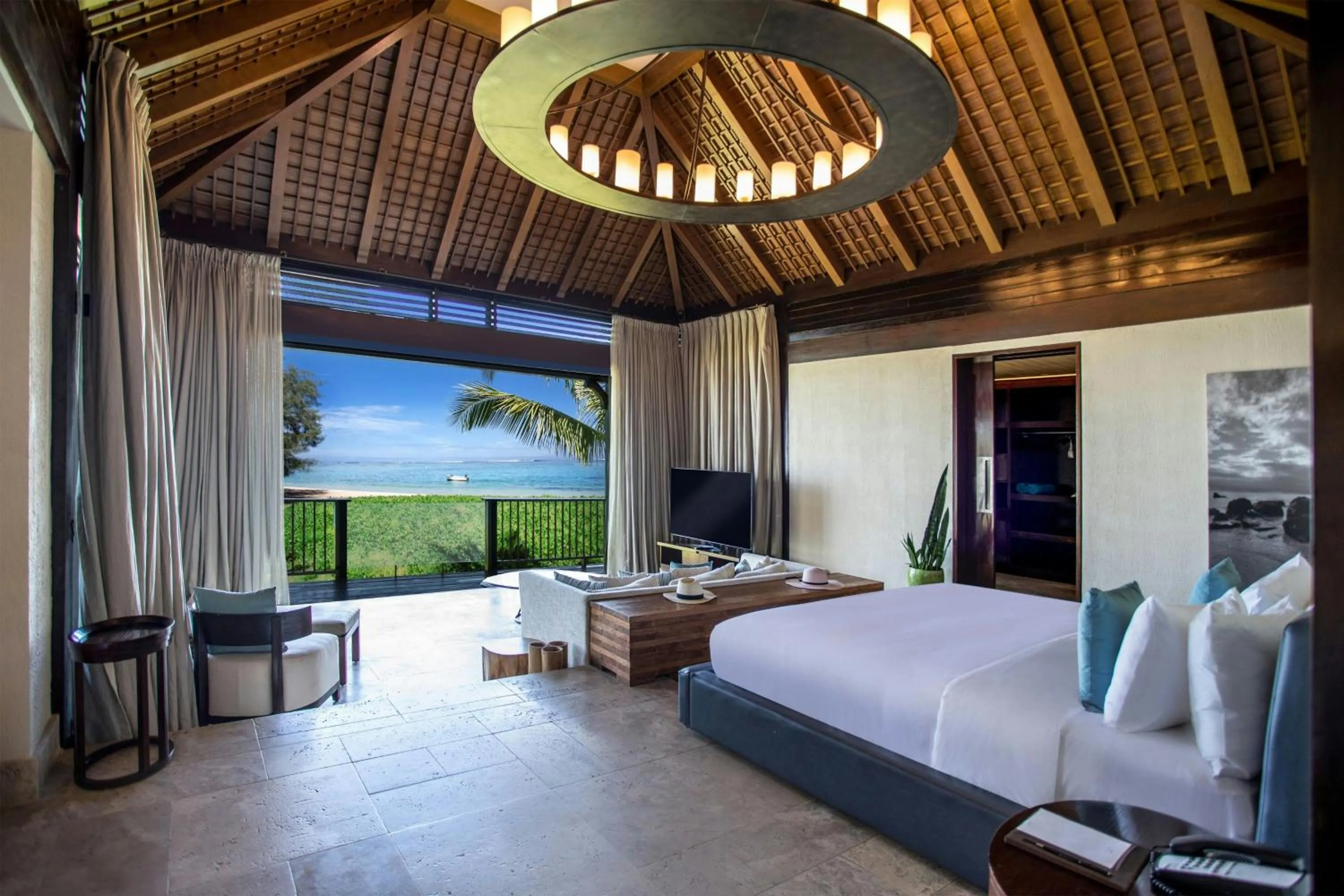 Beach, Bed in JW Marriott Mauritius Resort