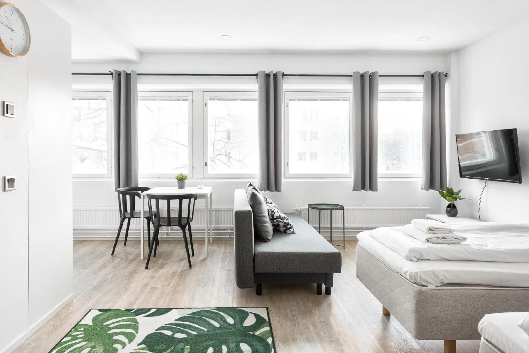 Photo of the whole room, Bed in Hiisi Homes Helsinki Haaga