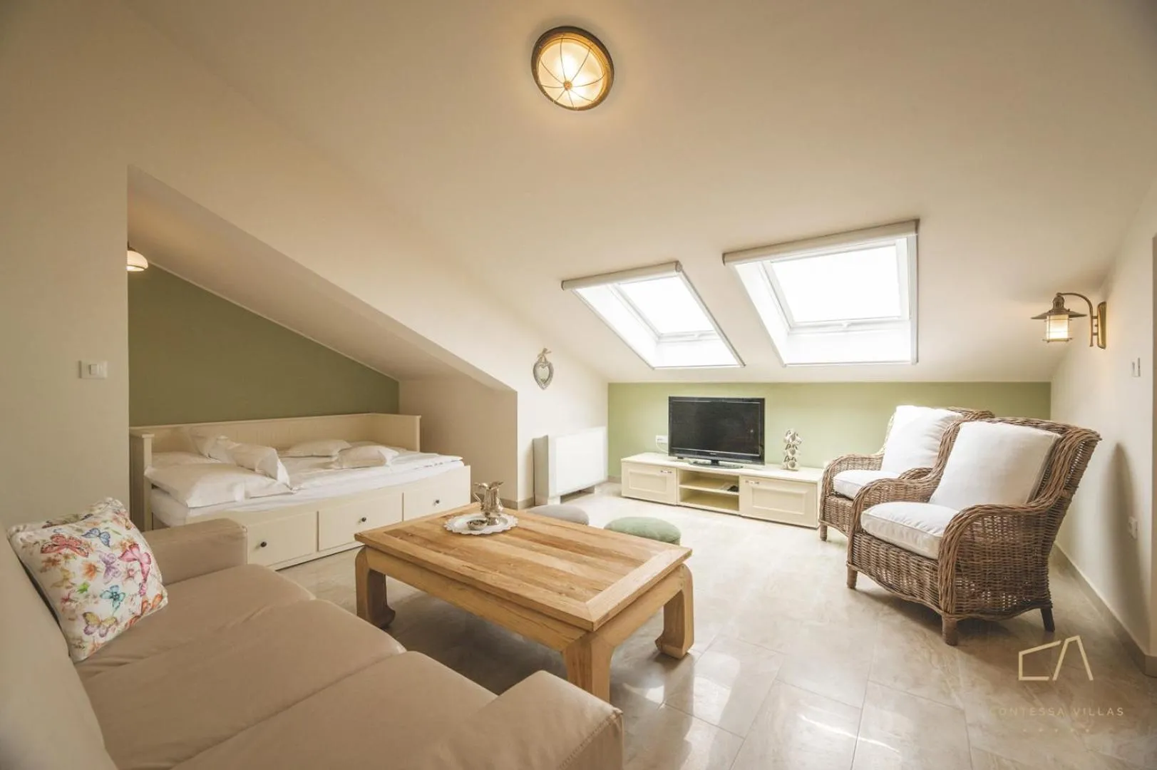 Living room, Bed in Luxury Apartments Villa Luce