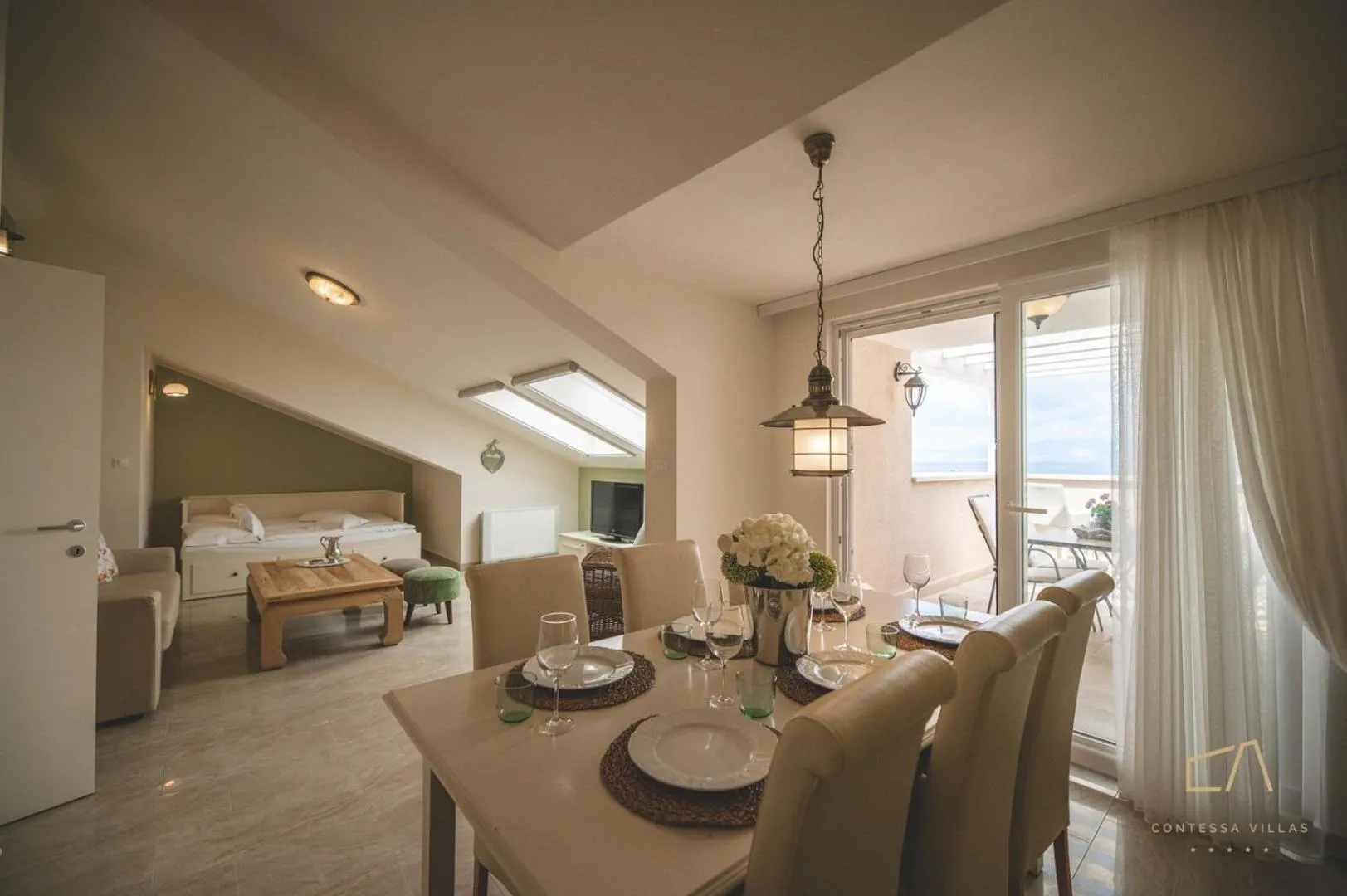 Living room, Bed in Luxury Apartments Villa Luce