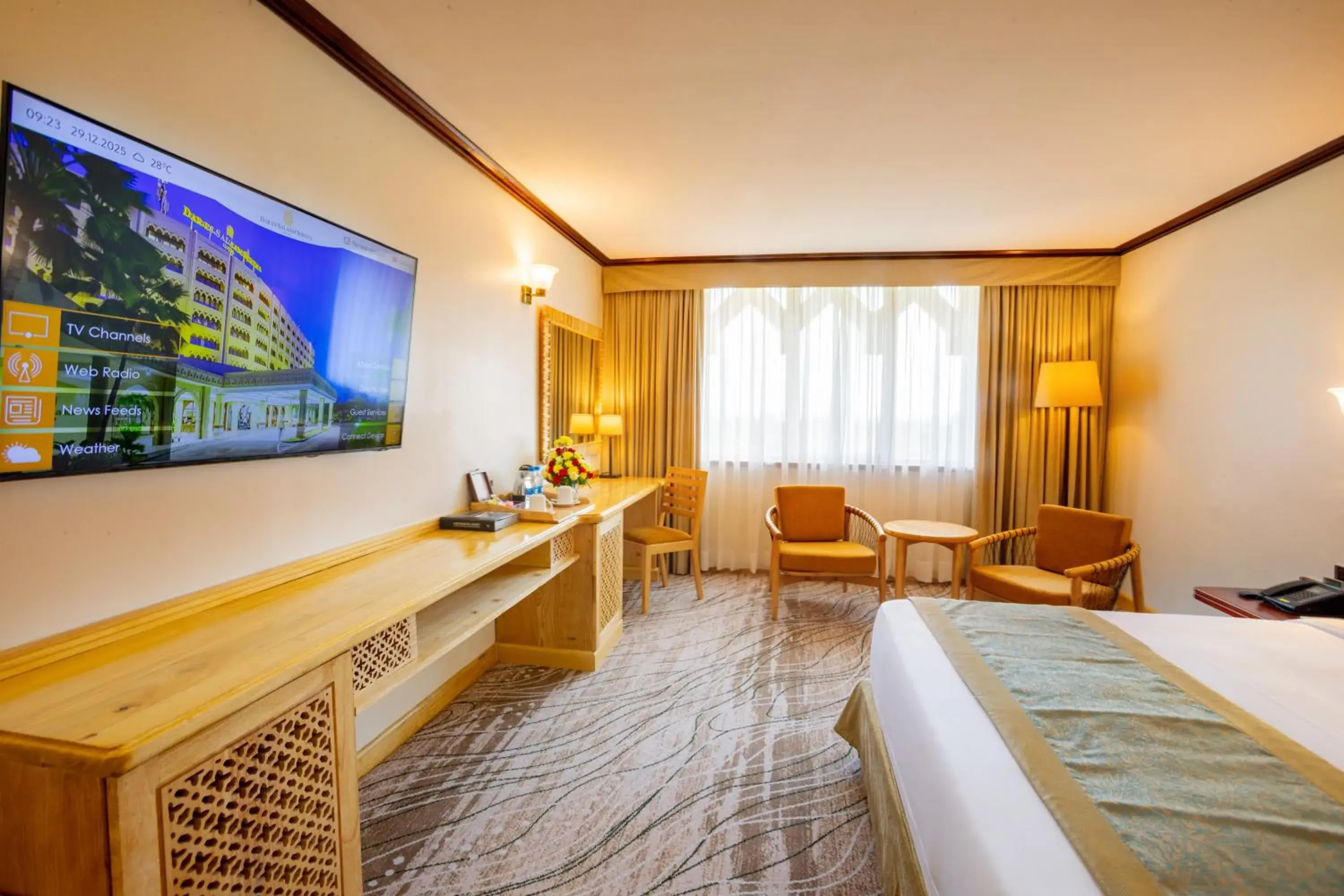 TV and multimedia, Bed in Dar es Salaam Serena Hotel TV and multimedia, Bed in Dar es Salaam Serena Hotel