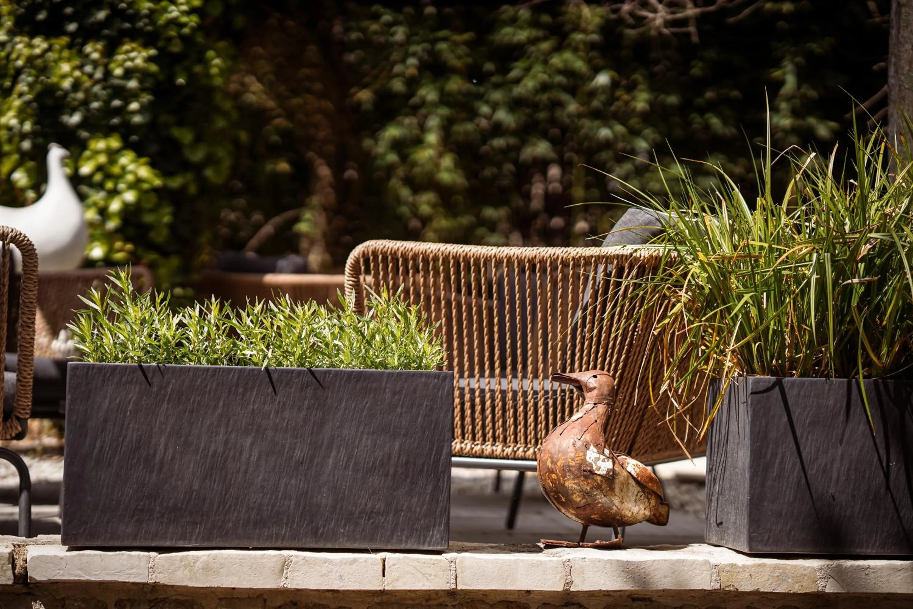 Patio in Logis Hostellerie de l'Abbaye