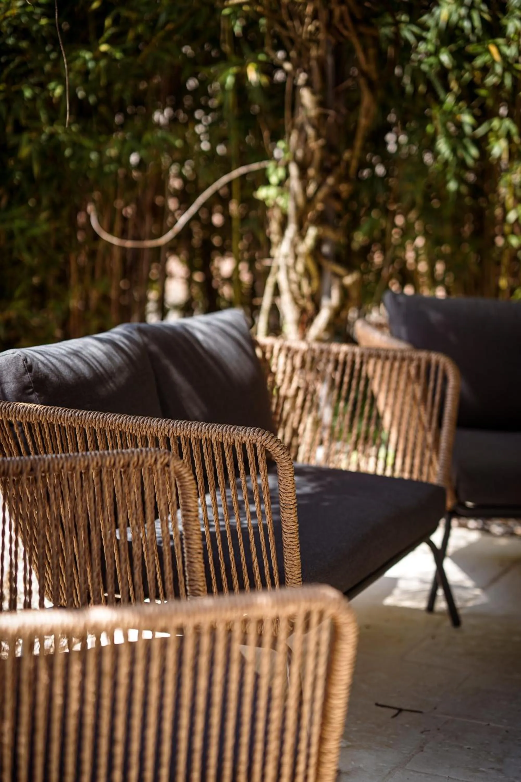 Patio in Logis Hostellerie de l'Abbaye