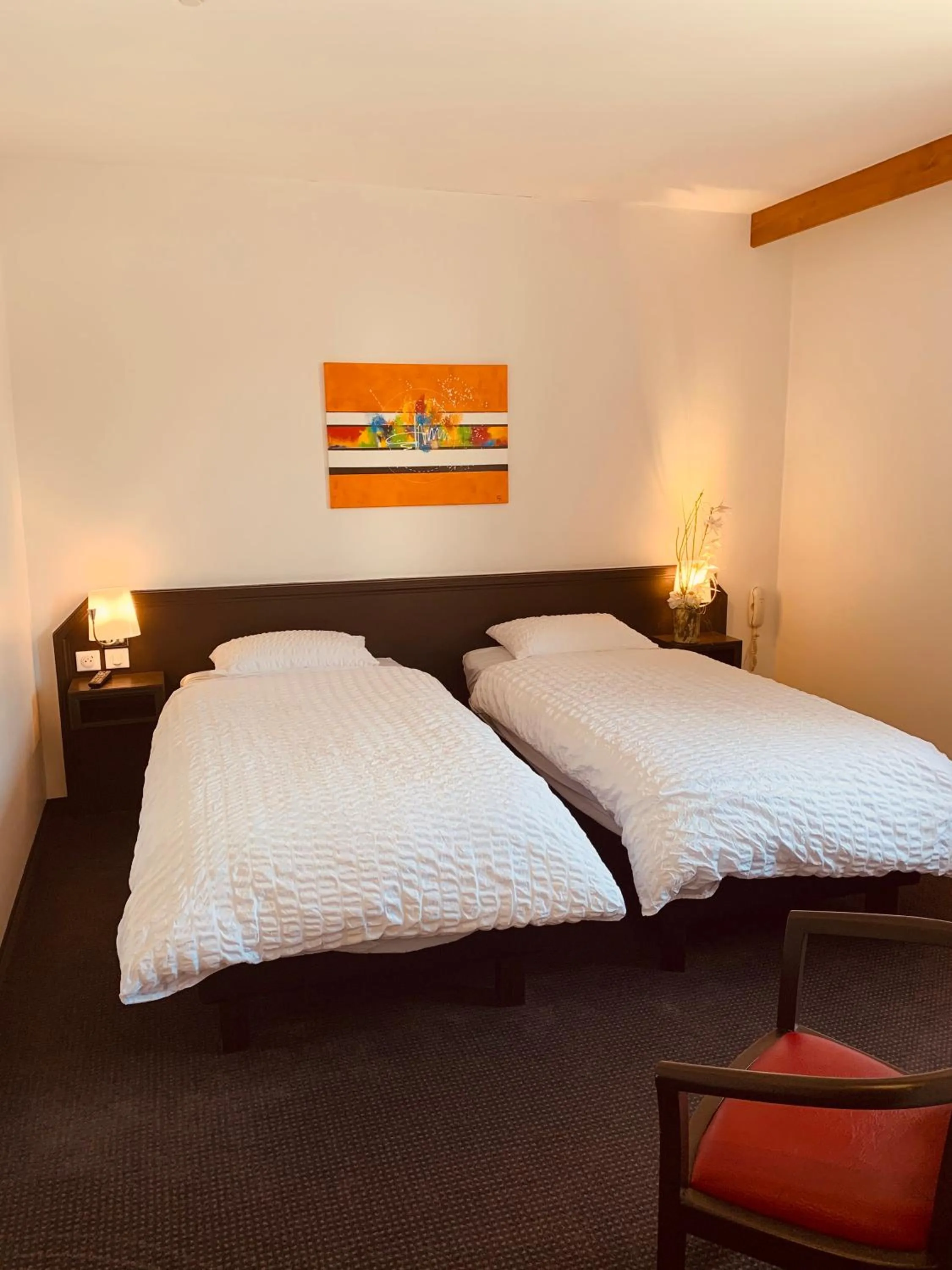 Bed in Logis Hôtel Restaurant Au Lion Rouge