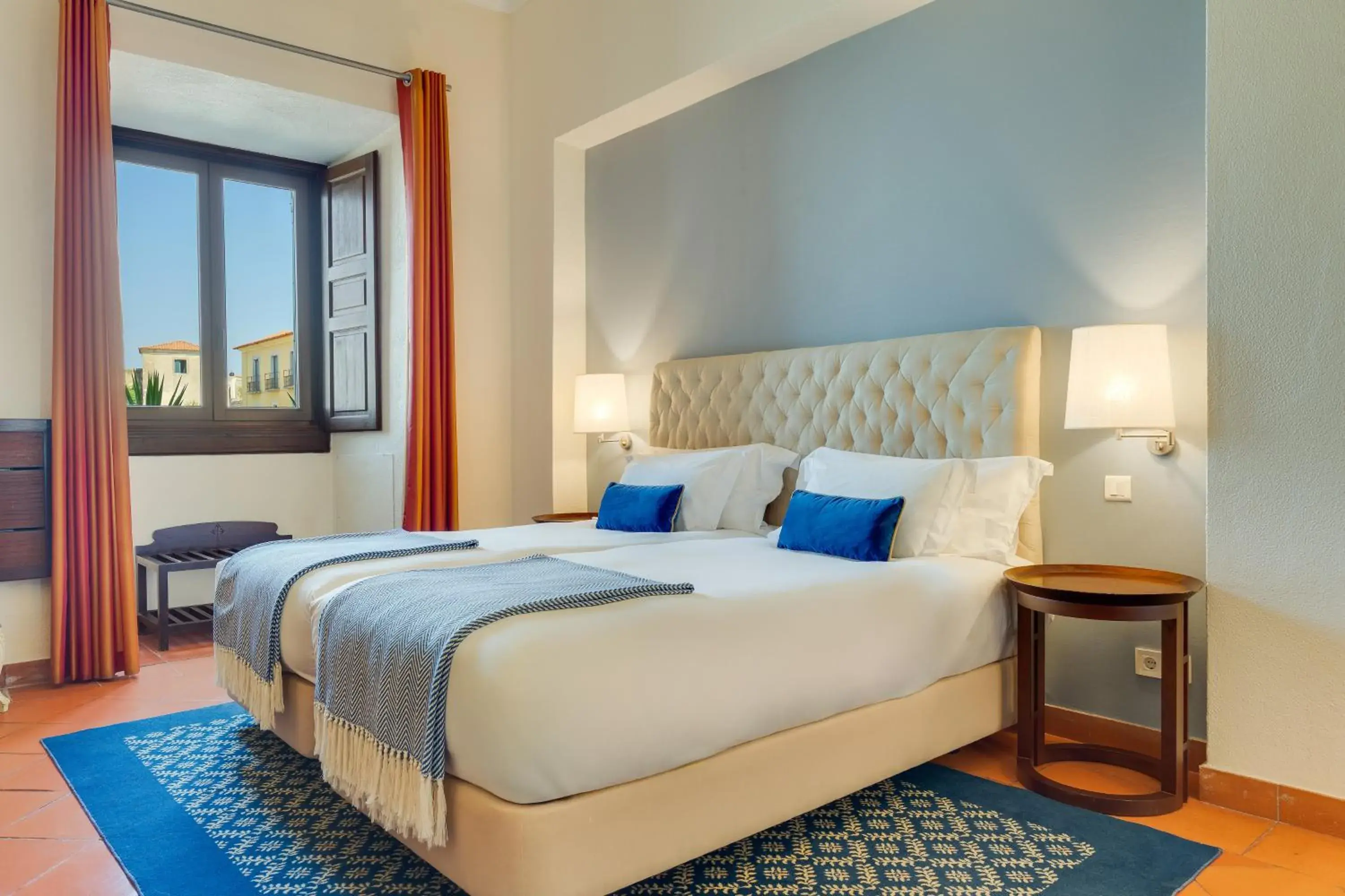 Bed in Pousada Castelo de Palmela Bed in Pousada Castelo de Palmela