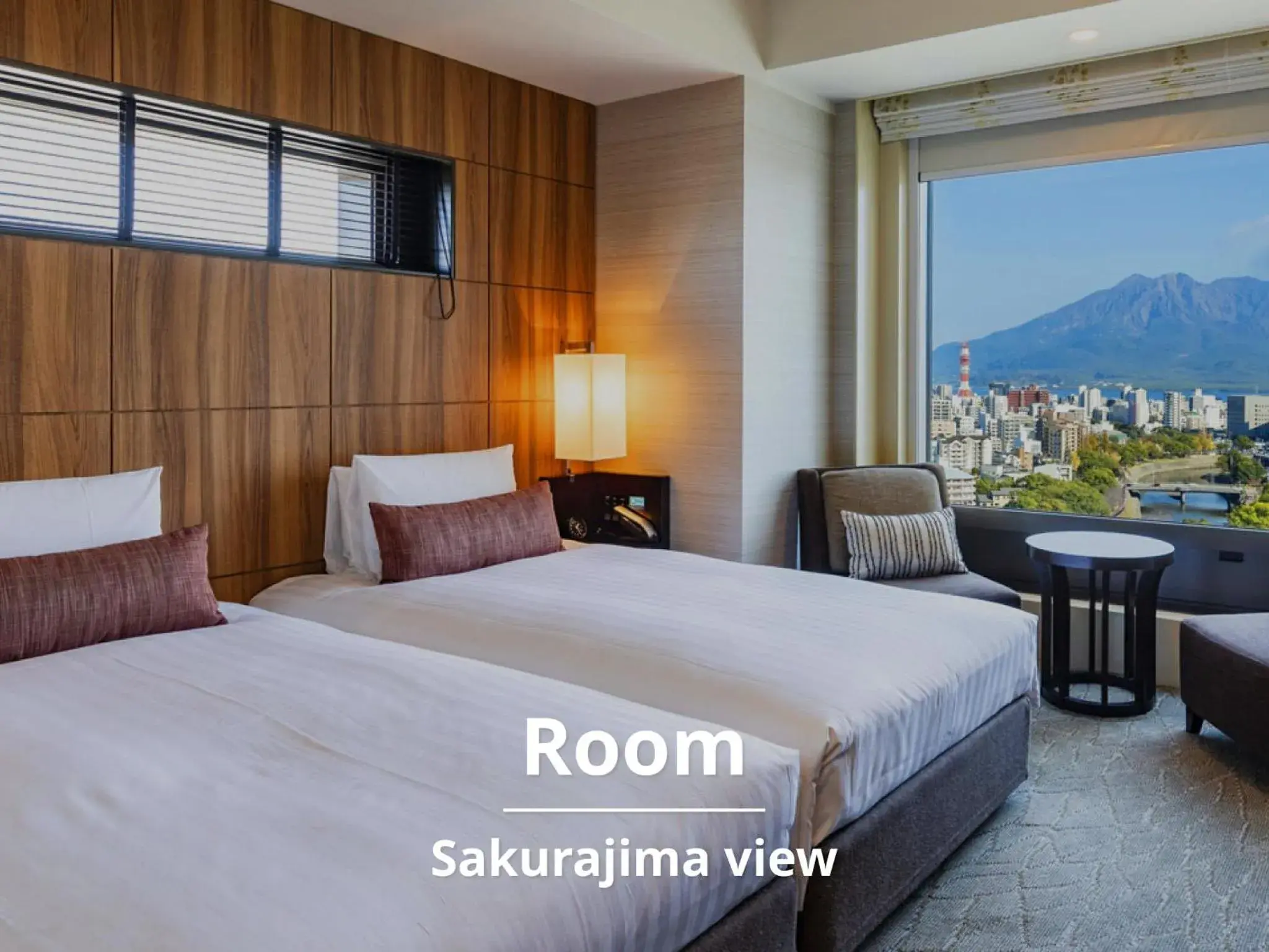 View (from property/room), Bed in Solaria Nishitetsu Hotel Kagoshima View (from property/room), Bed in Solaria Nishitetsu Hotel Kagoshima