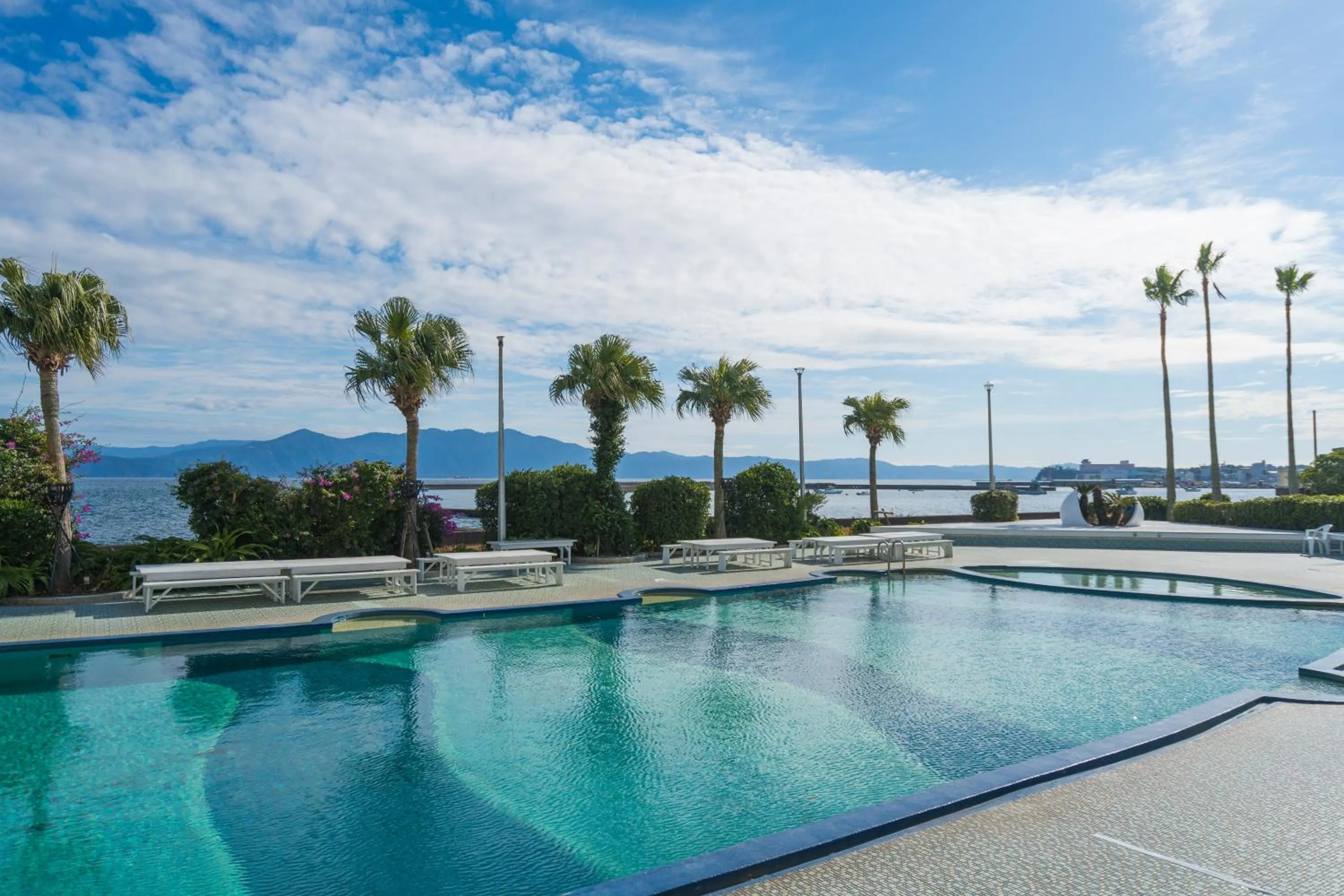 Pool view in Ibusuki Seaside Hotel