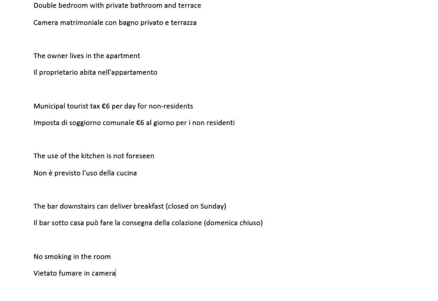 Text overlay in Alloggio Turistico via dei Faggi - Room