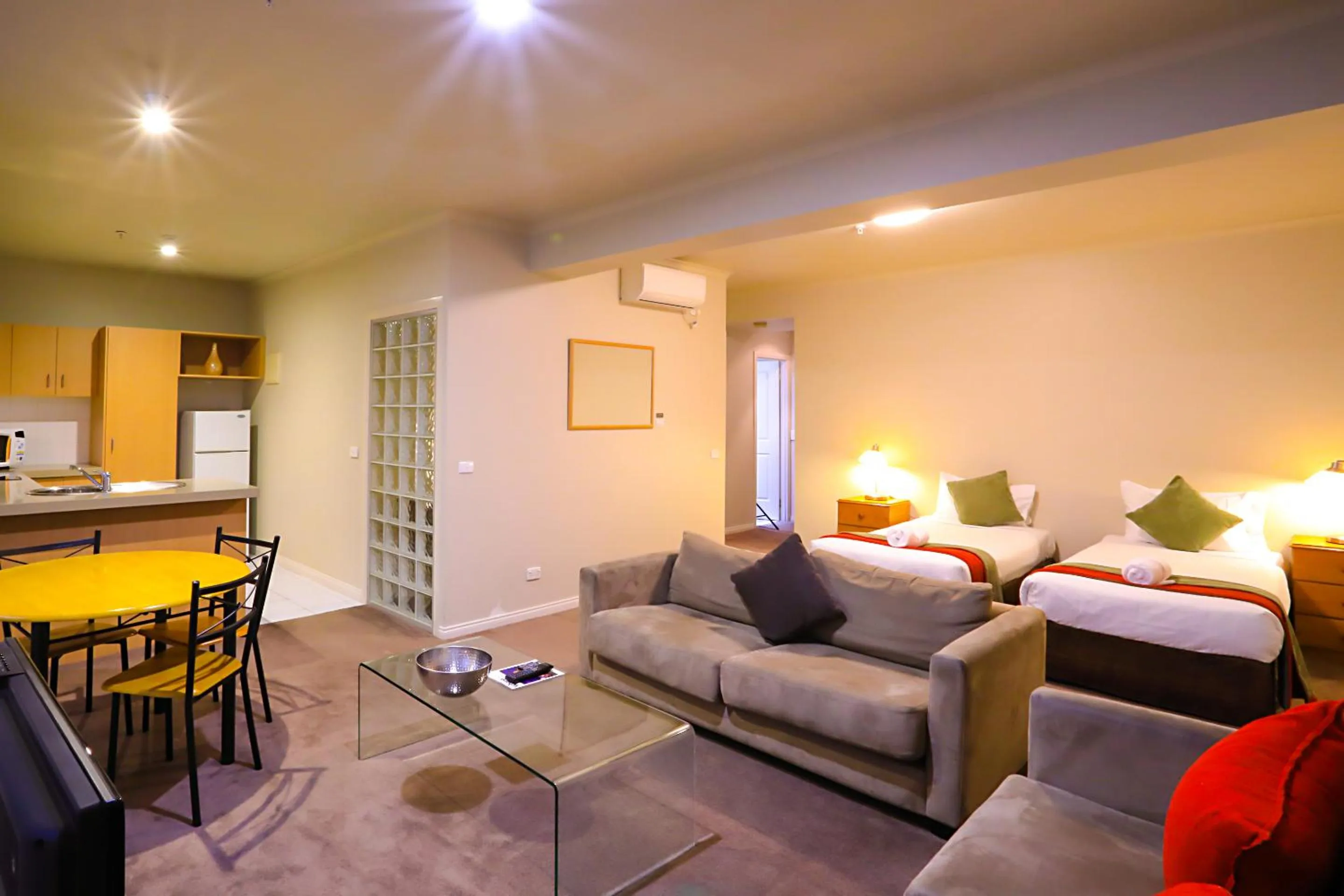 Living room, Bed in Flinders Landing Apartments