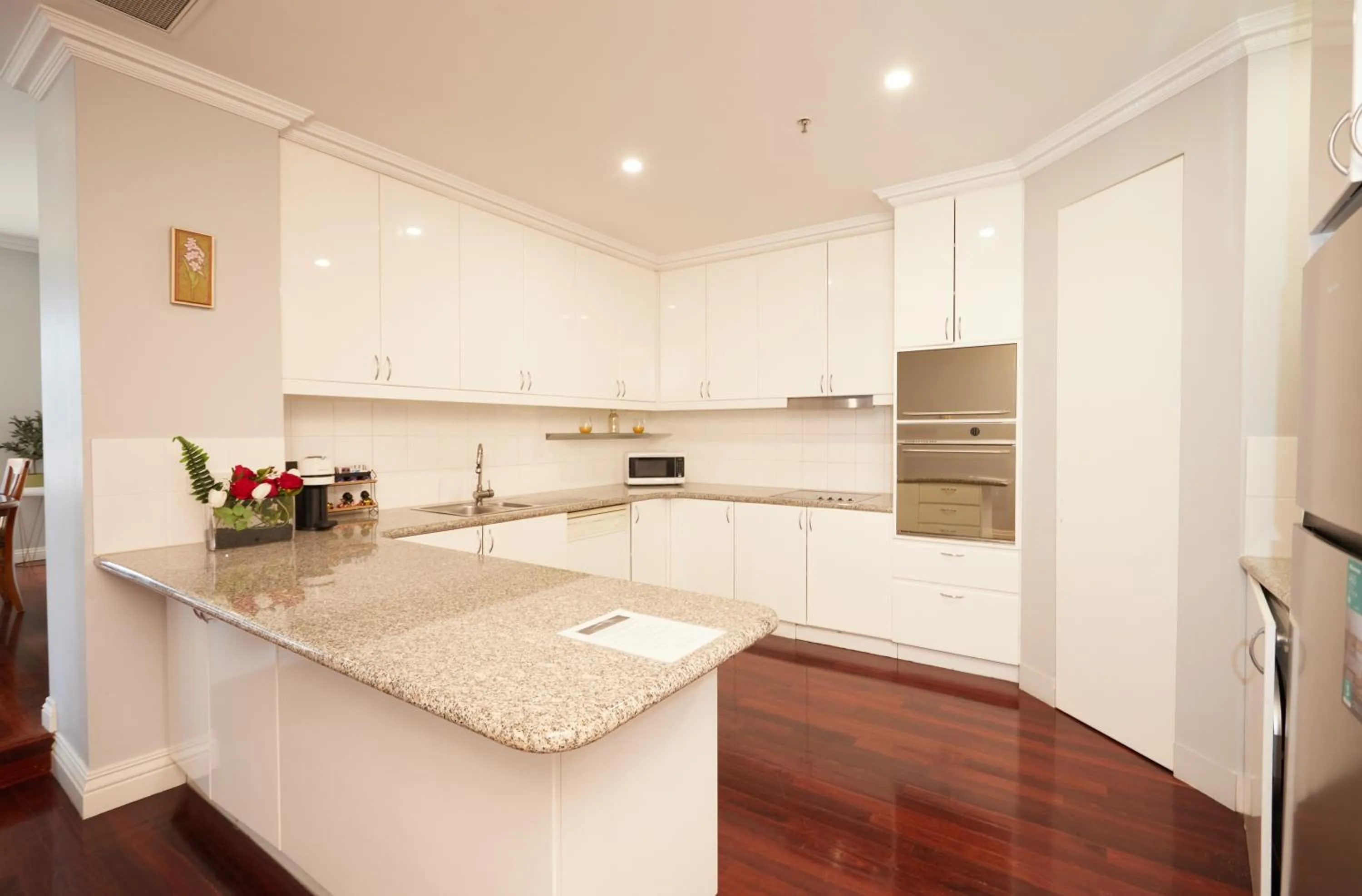 Communal kitchen in Flinders Landing Apartments