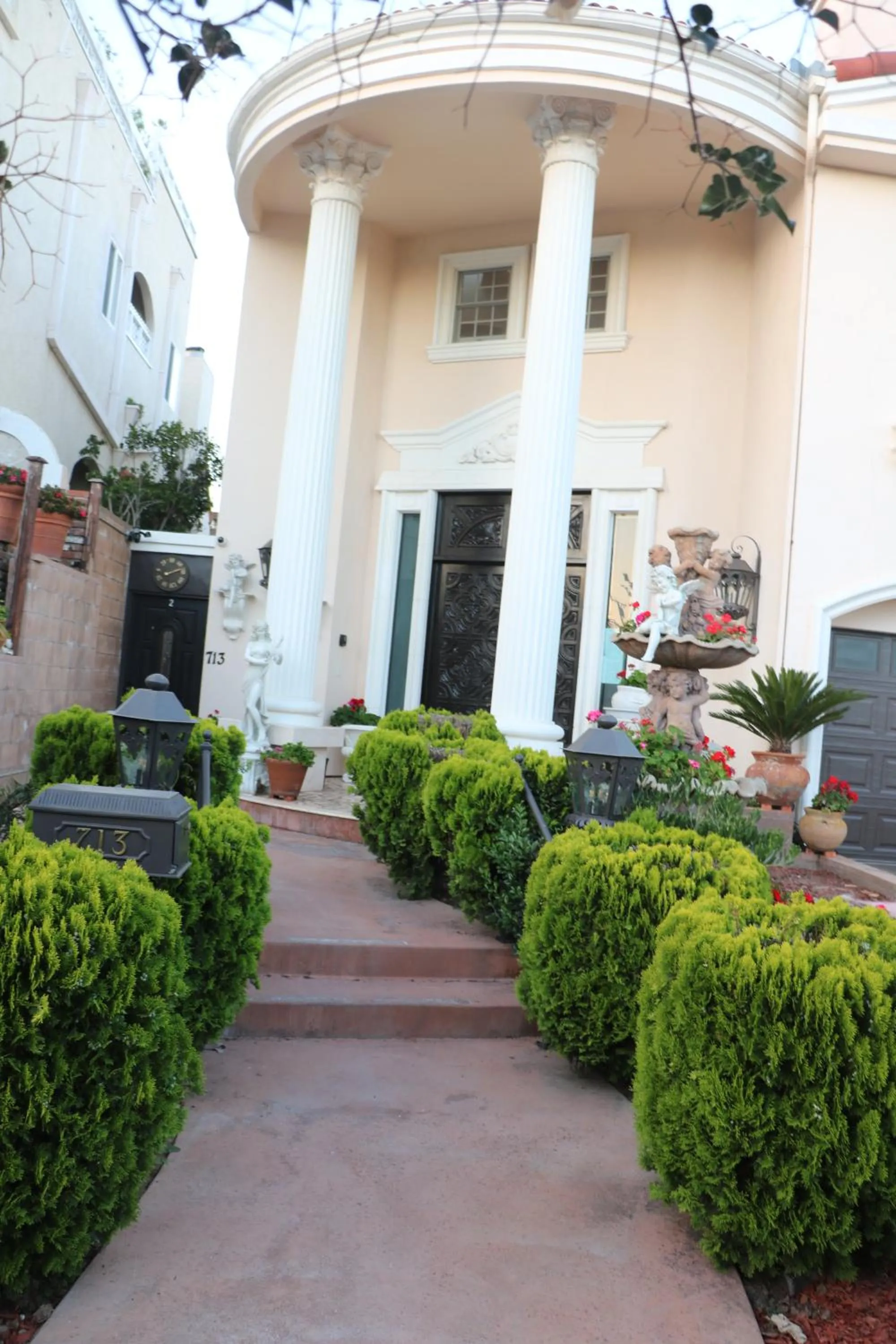 Facade/entrance in Entire Second Flr - Santa Monica Luxury Roman Villa