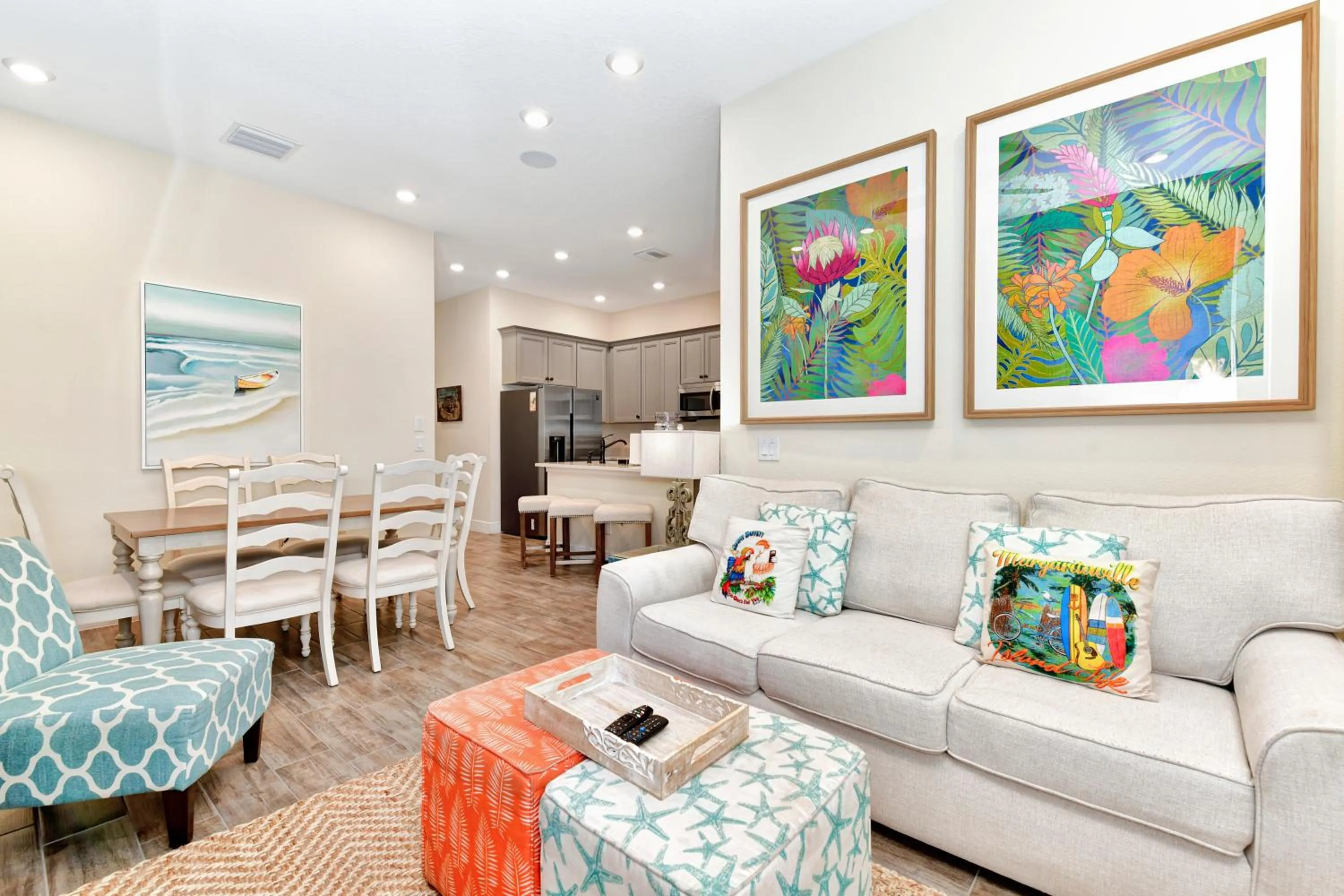 Living room in Margaritaville Cottages Orlando by Rentyl with H2O Waterpark
