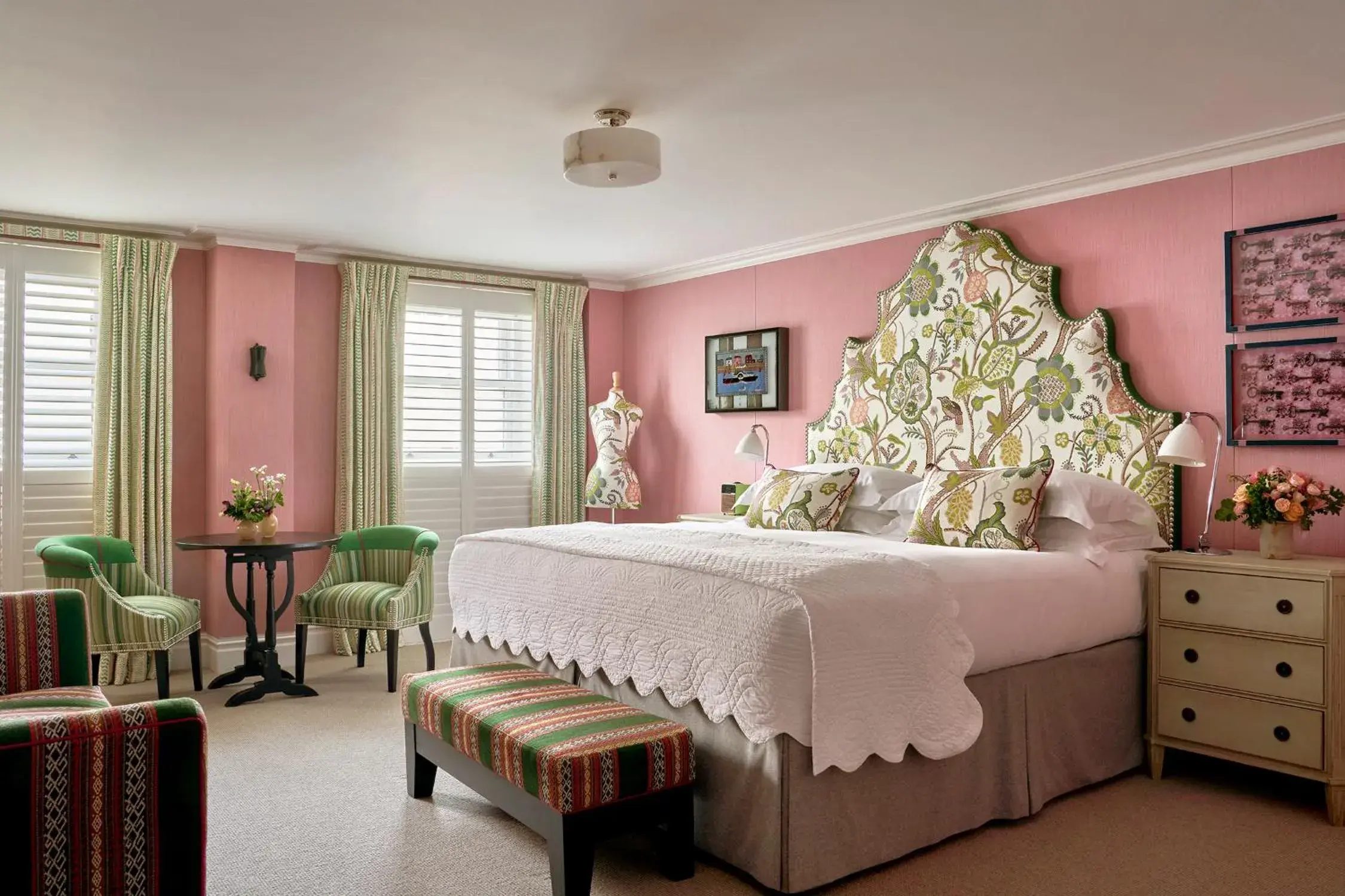 Bedroom, Bed in Knightsbridge Hotel, Firmdale Hotels Bedroom, Bed in Knightsbridge Hotel, Firmdale Hotels