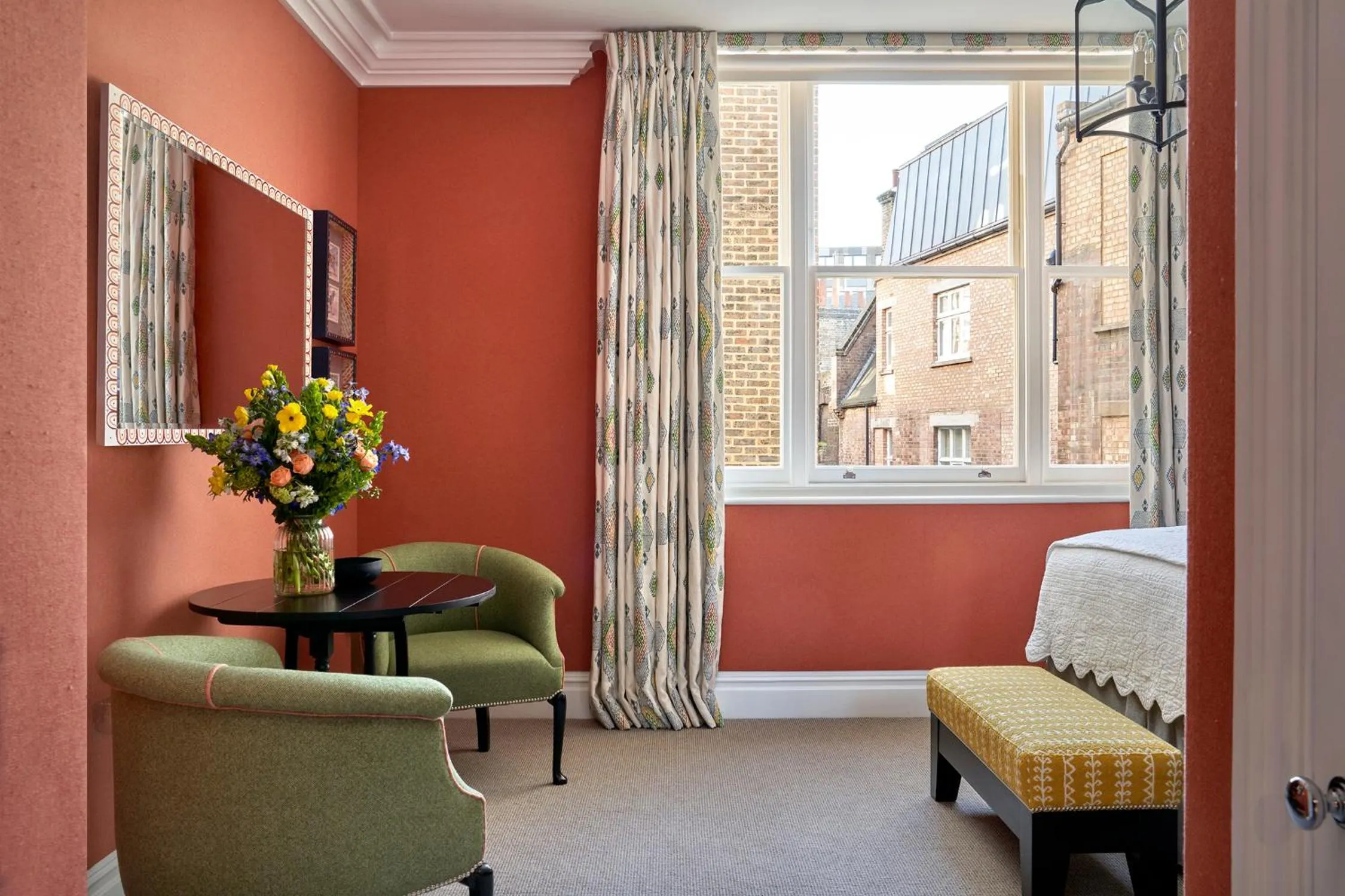 Seating area, Bed in Charlotte Street Hotel, Firmdale Hotels