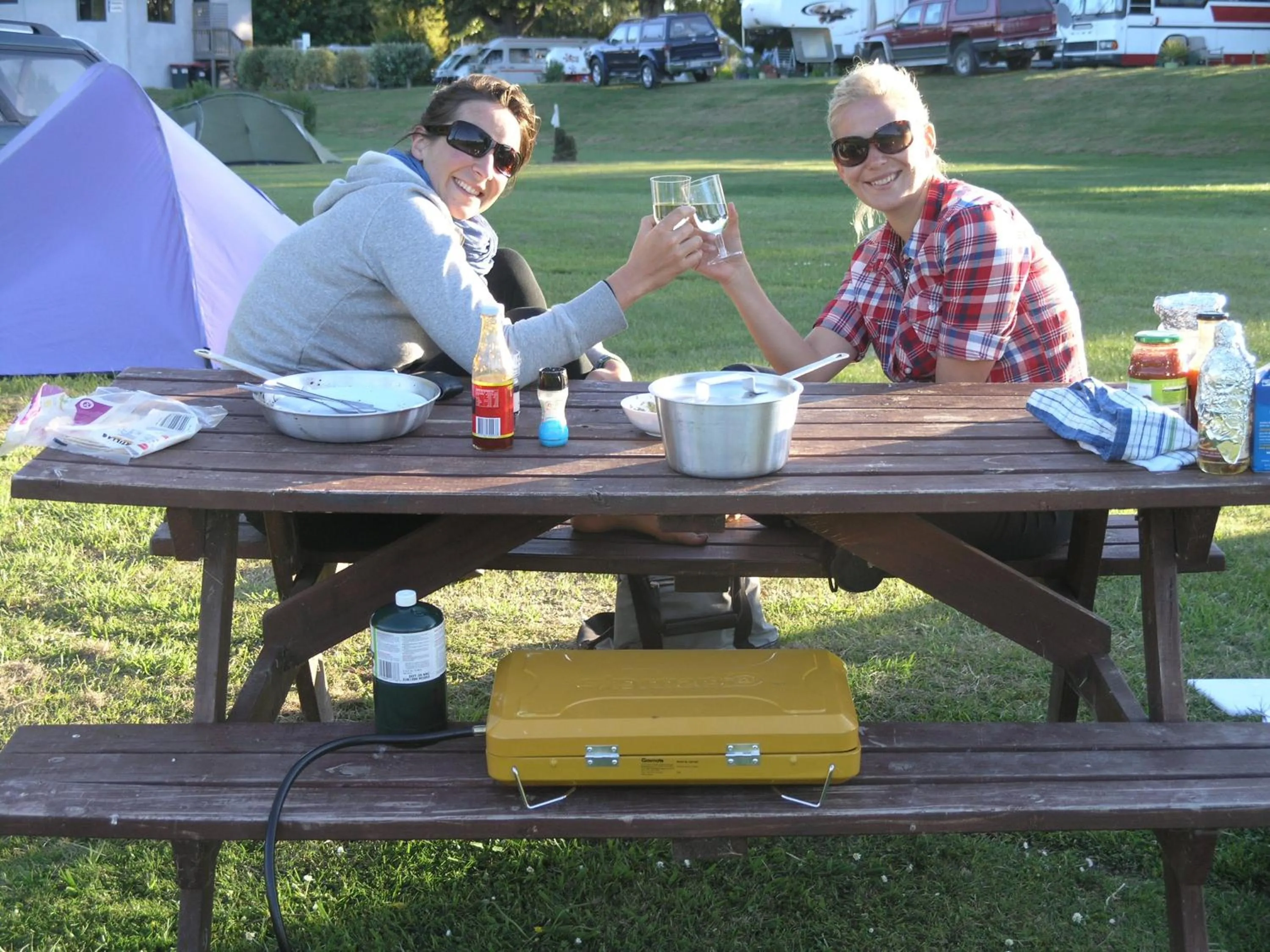group of guests in Blenheim Bridges Holiday Park
