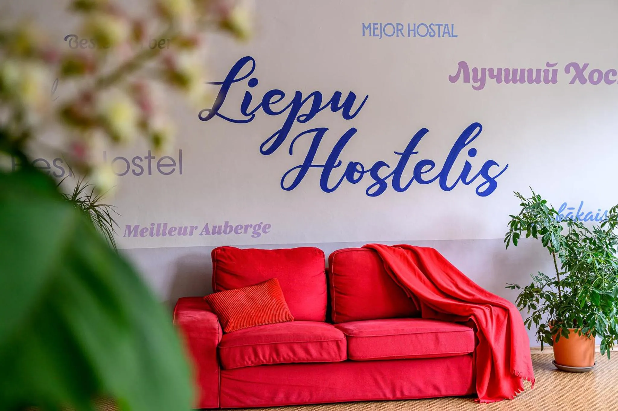 Seating area in Liepu Hostelis