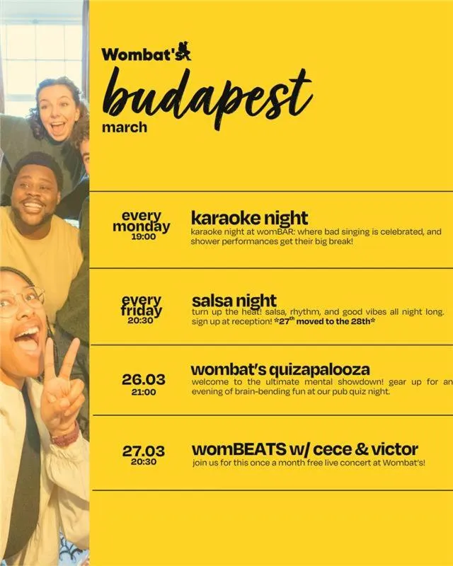 Evening entertainment in Wombat's City Hostel Budapest