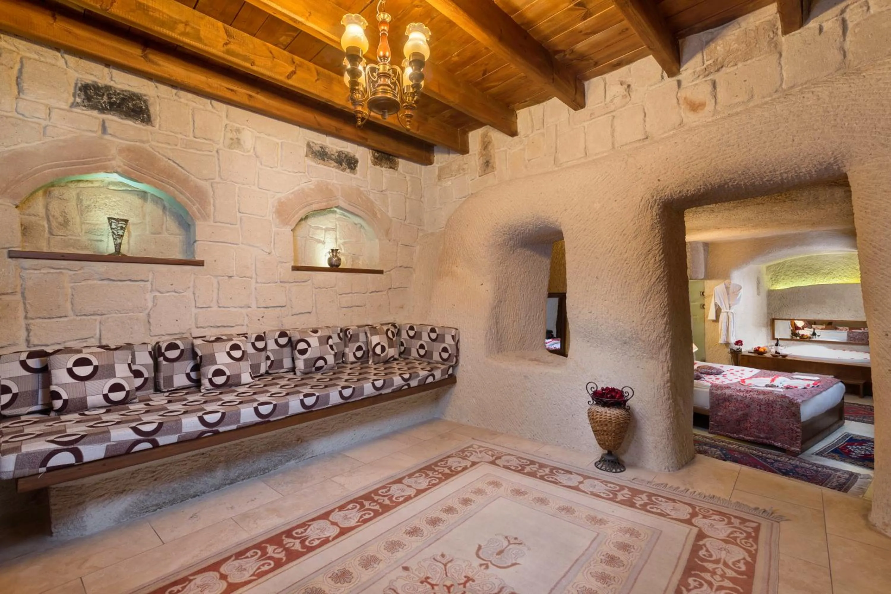 Seating area, Bed in Doors Of Cappadocia Special Cave Hotel