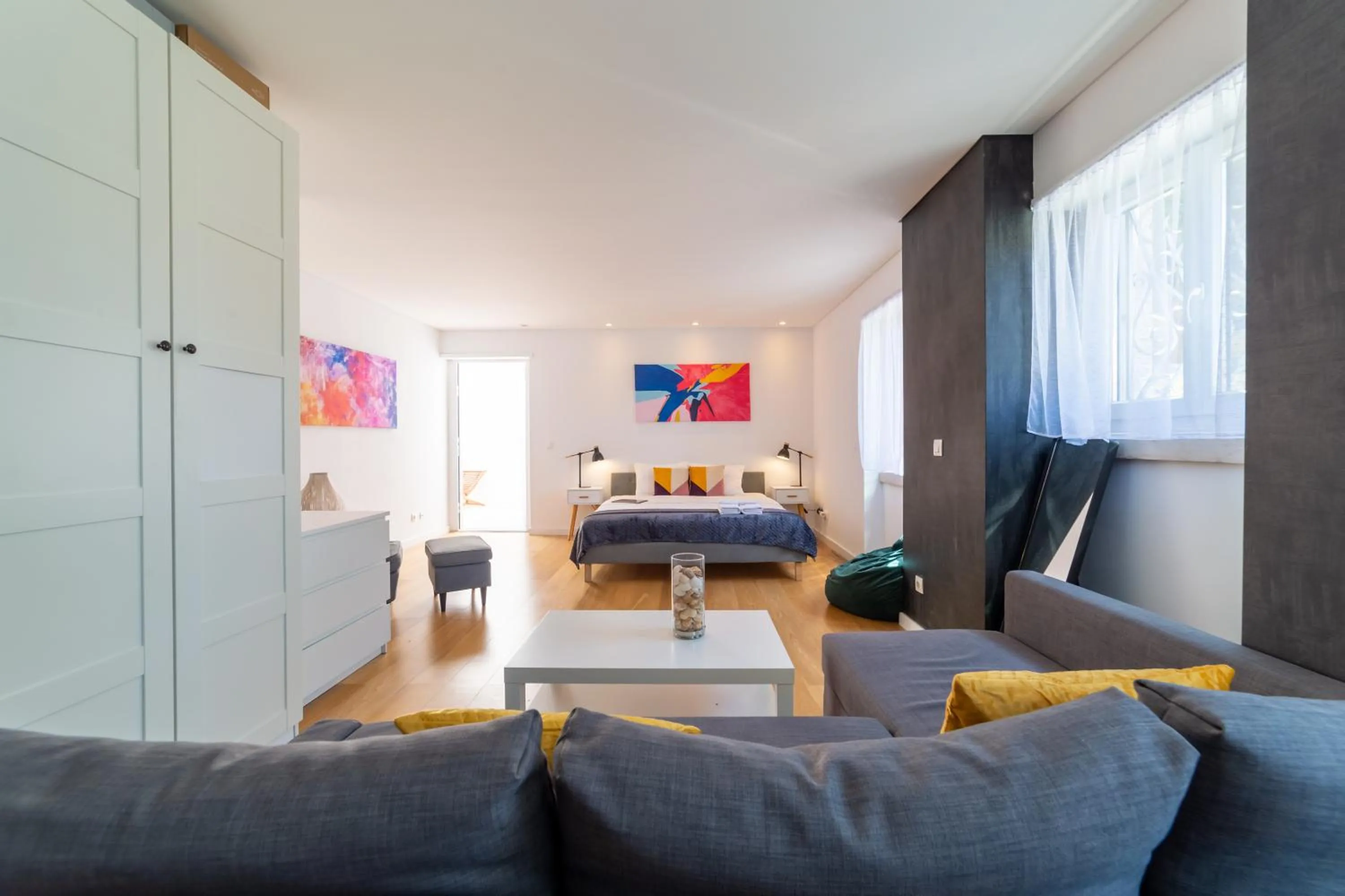 Photo of the whole room, Bed in Industrial Lisbon Apartment