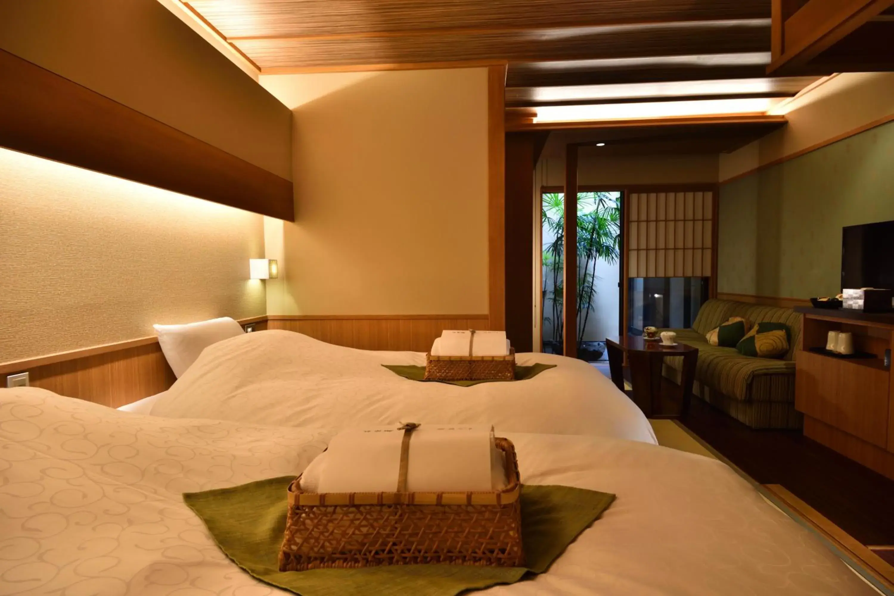 Decorative detail, Bed in Yasaka Yutone Kyokoyado Decorative detail, Bed in Yasaka Yutone Kyokoyado