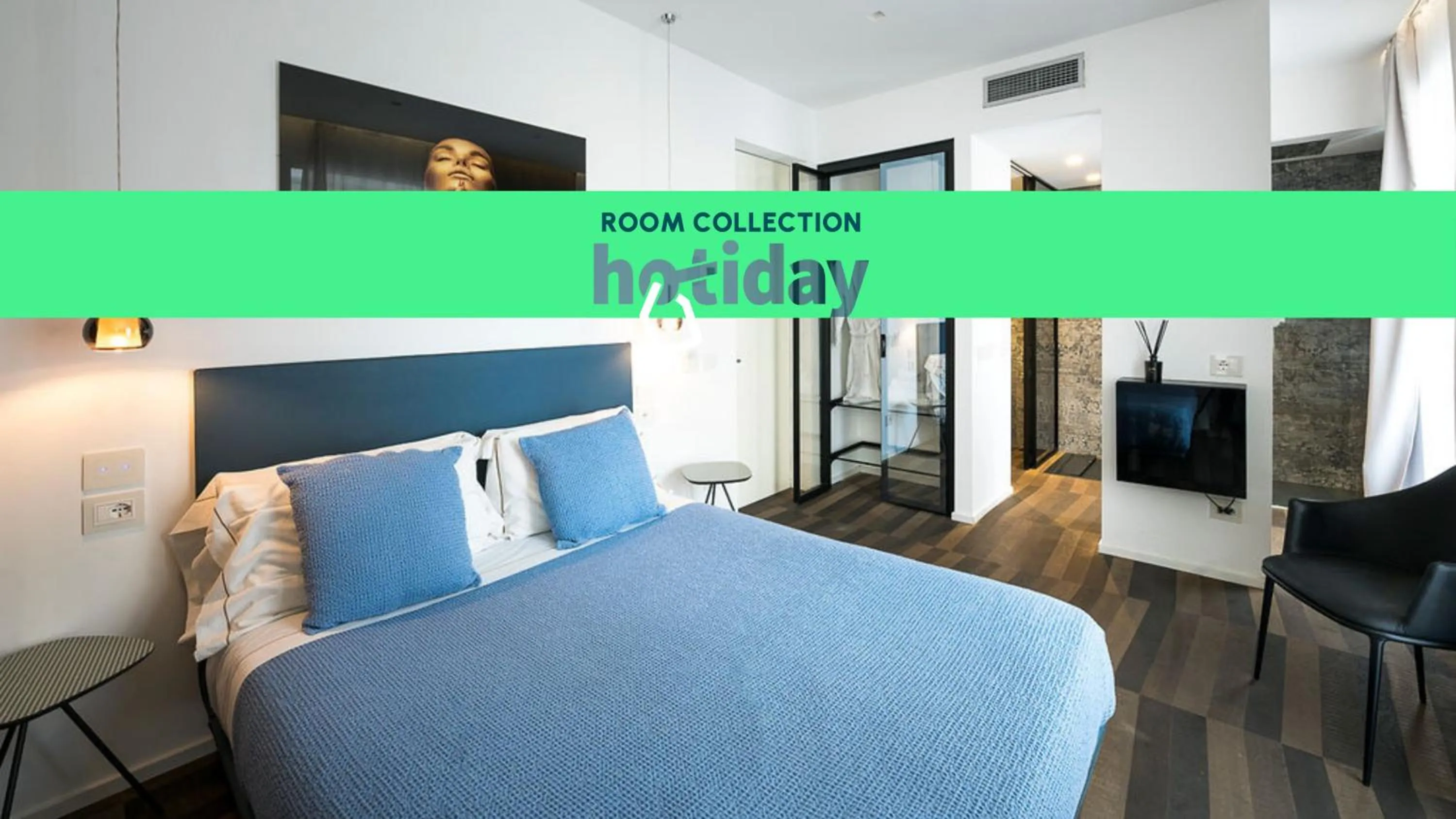 Text overlay, Bed in HOTIDAY Olbia Wallure