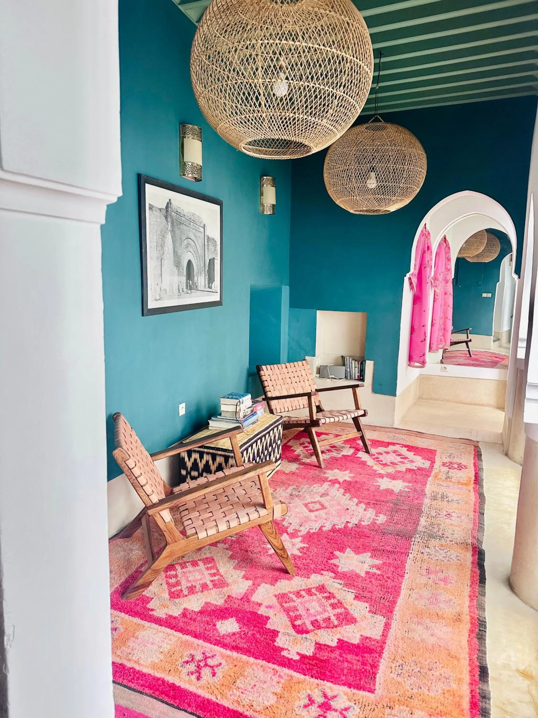Seating area, Bed in Berber Duchess Riad