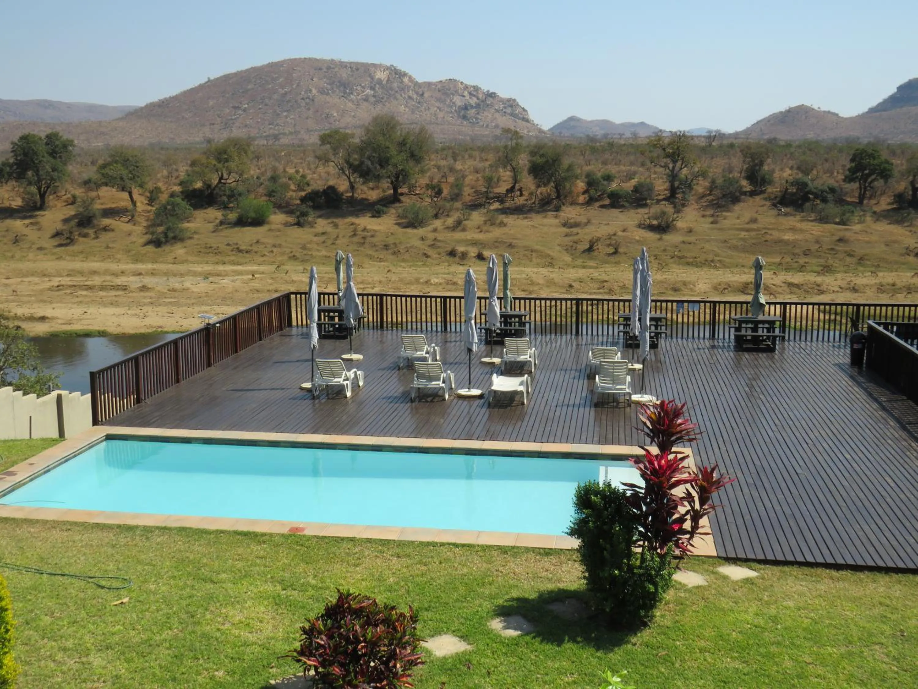 Pool view in Riverview Inn